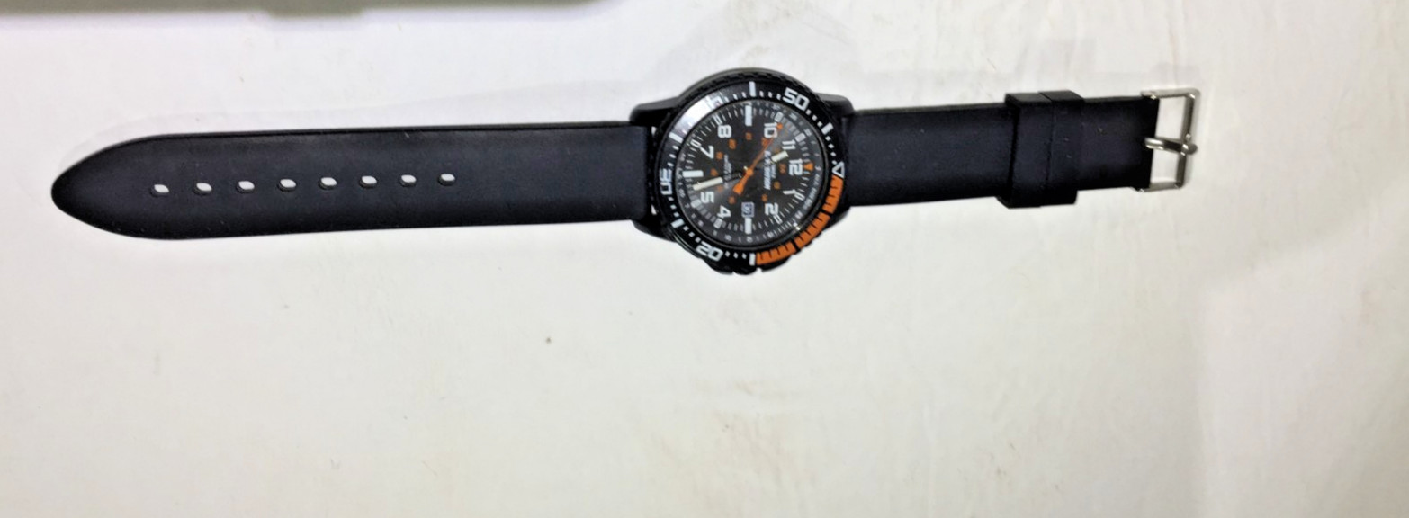 Timex Expedition Indigo Date Indicator Black & Orange Watch #905 16 Working!