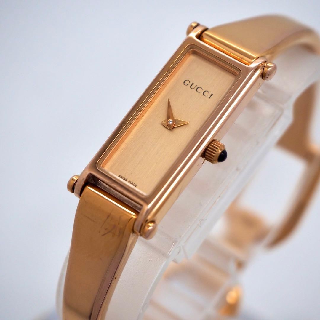 Gucci 1500L Pink Gold Bangle Women’s Watch Quartz Japan 074121