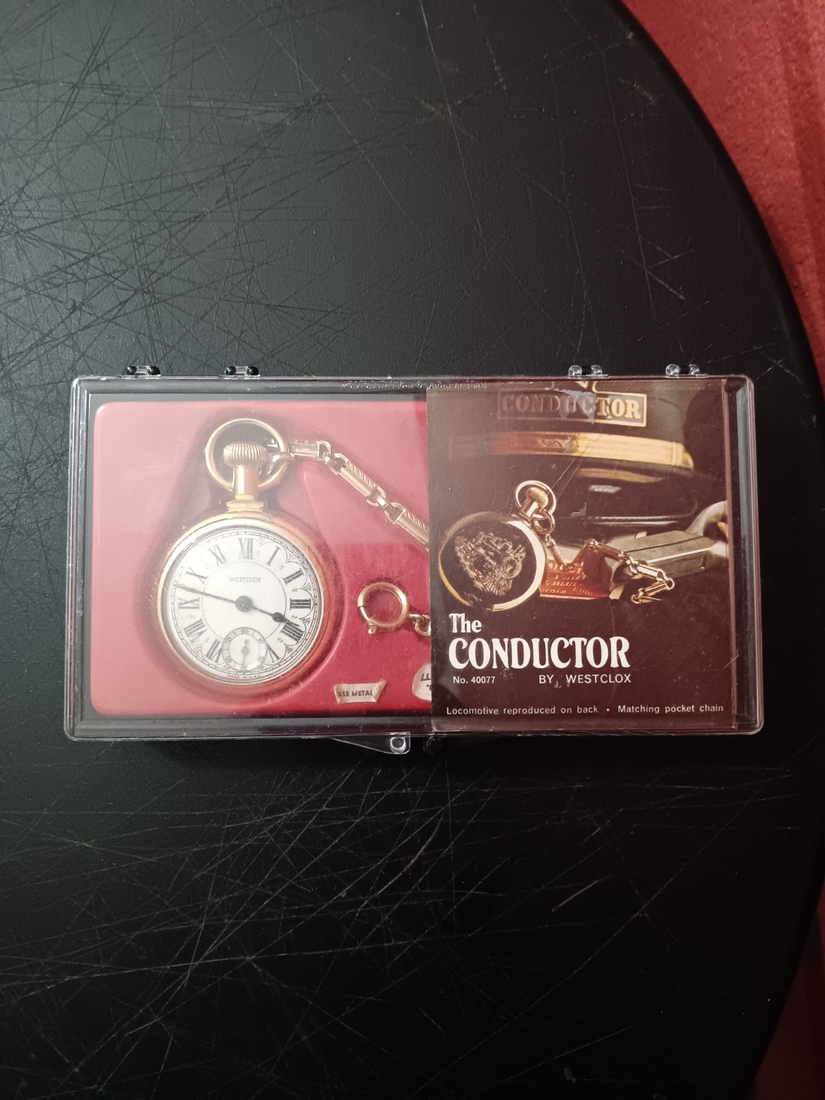 Westclox The Conductor No. 40077 Railroad Train Style Pocket Watch Original Case