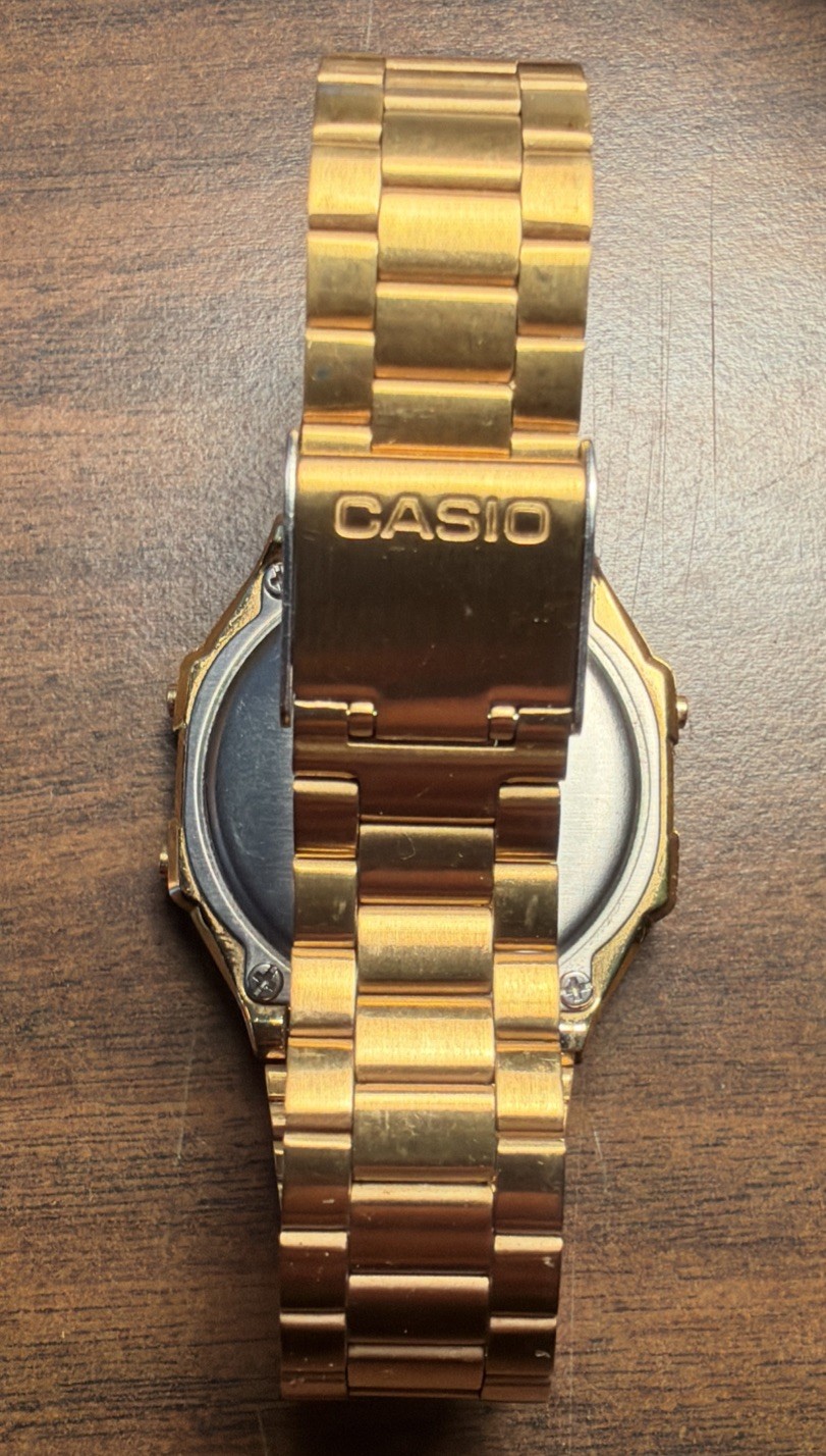 Casio 3298 A168 Mens Watch 35mm Gold Tone Alarm Chronograph Illuminator