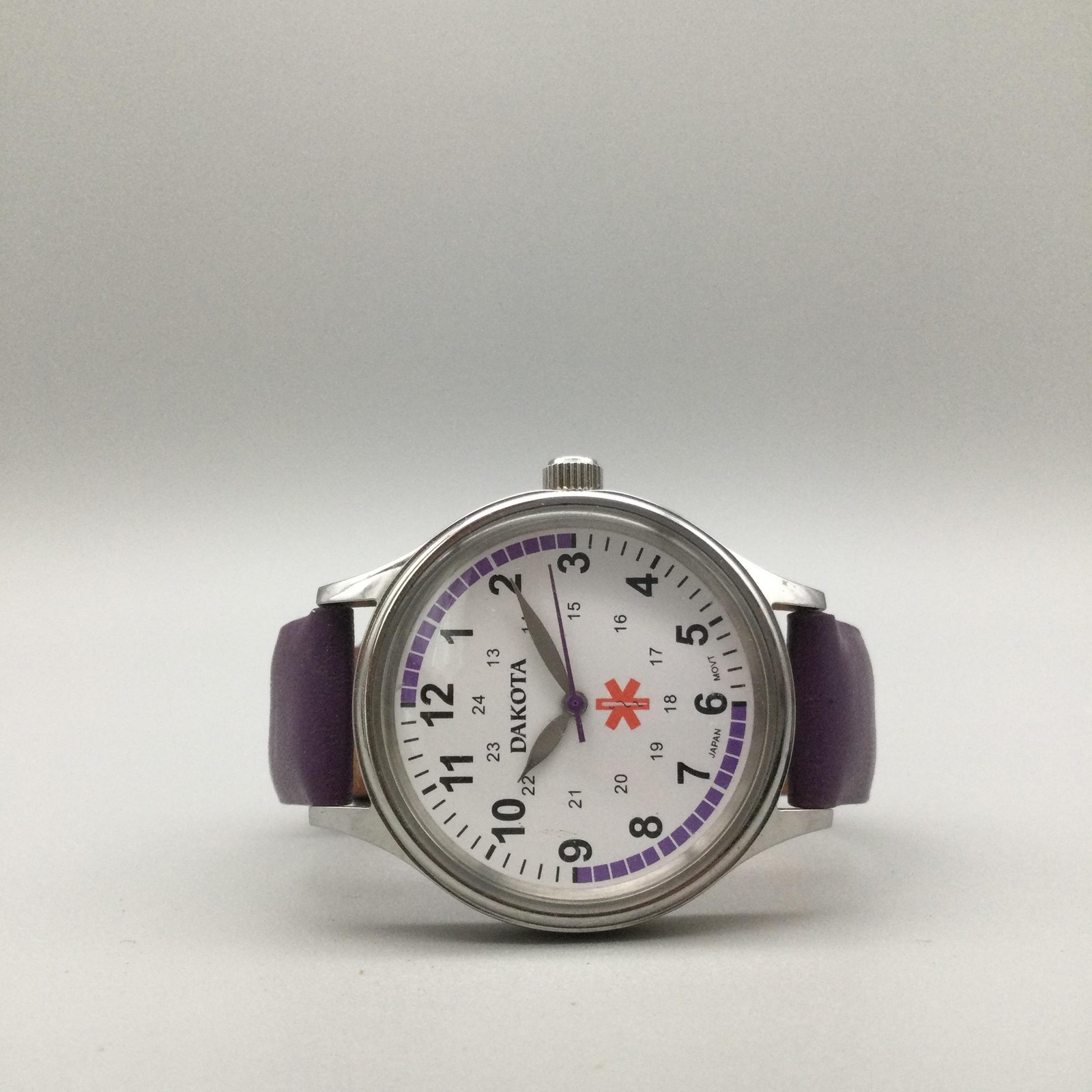 Dakota Womens Watch 34mm Nurse Purple Leather Medical Easy Read New Battery