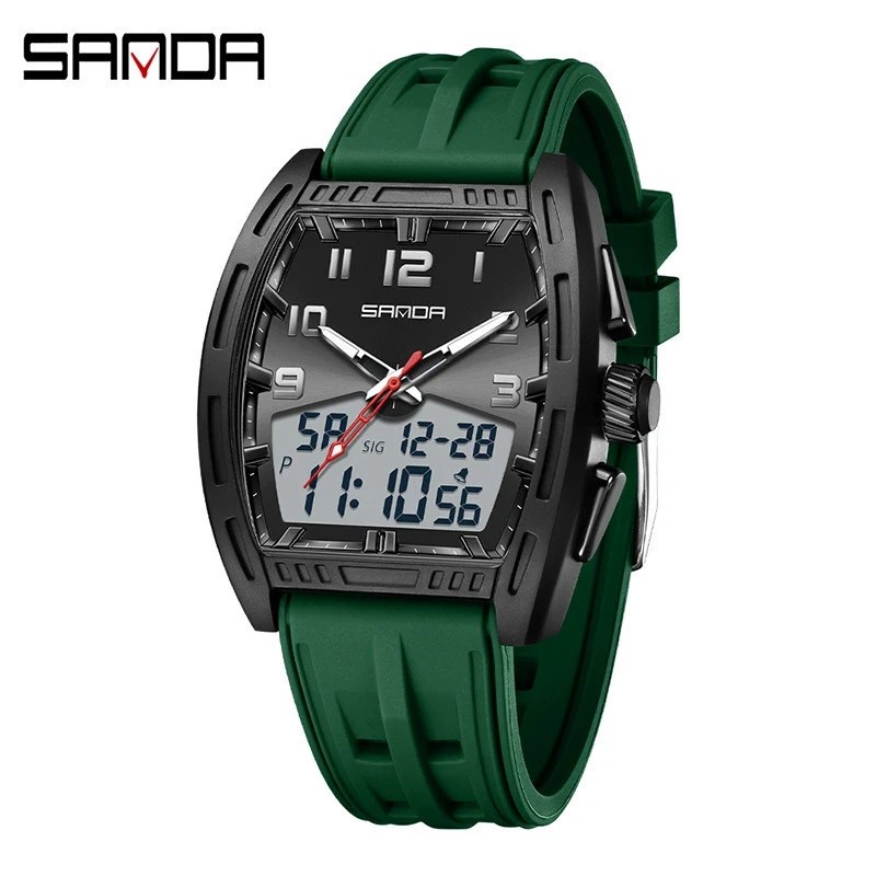 Dual display dial multifunctional sports style high waterproof quartz watch