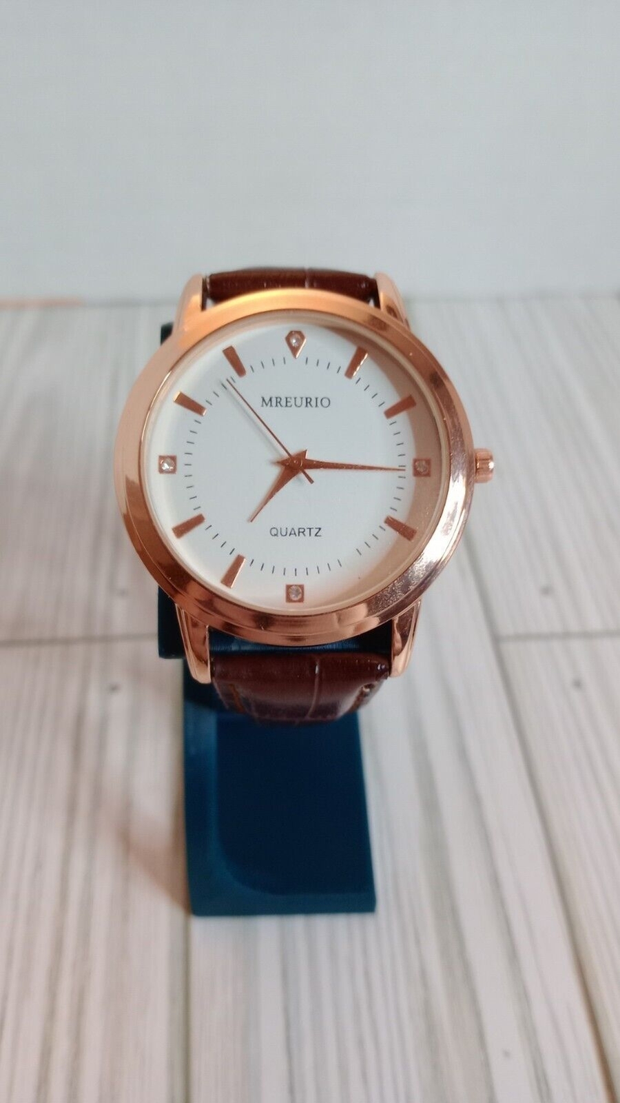 MREURIO Fashion Watch Quartz – Brown Faux Leather Strap – New Battery Installed