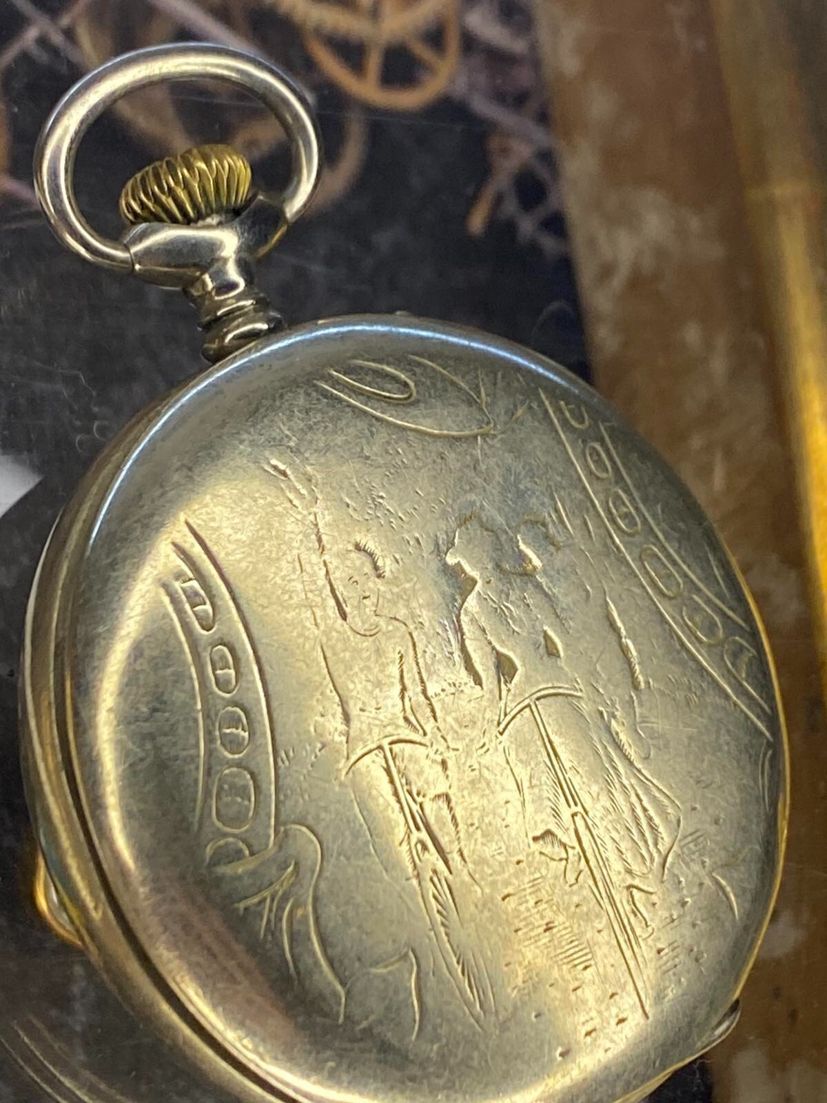 Antique Pocket Watch Mechanical Swiss Silver Depose Art Hercules Bicycles Rare