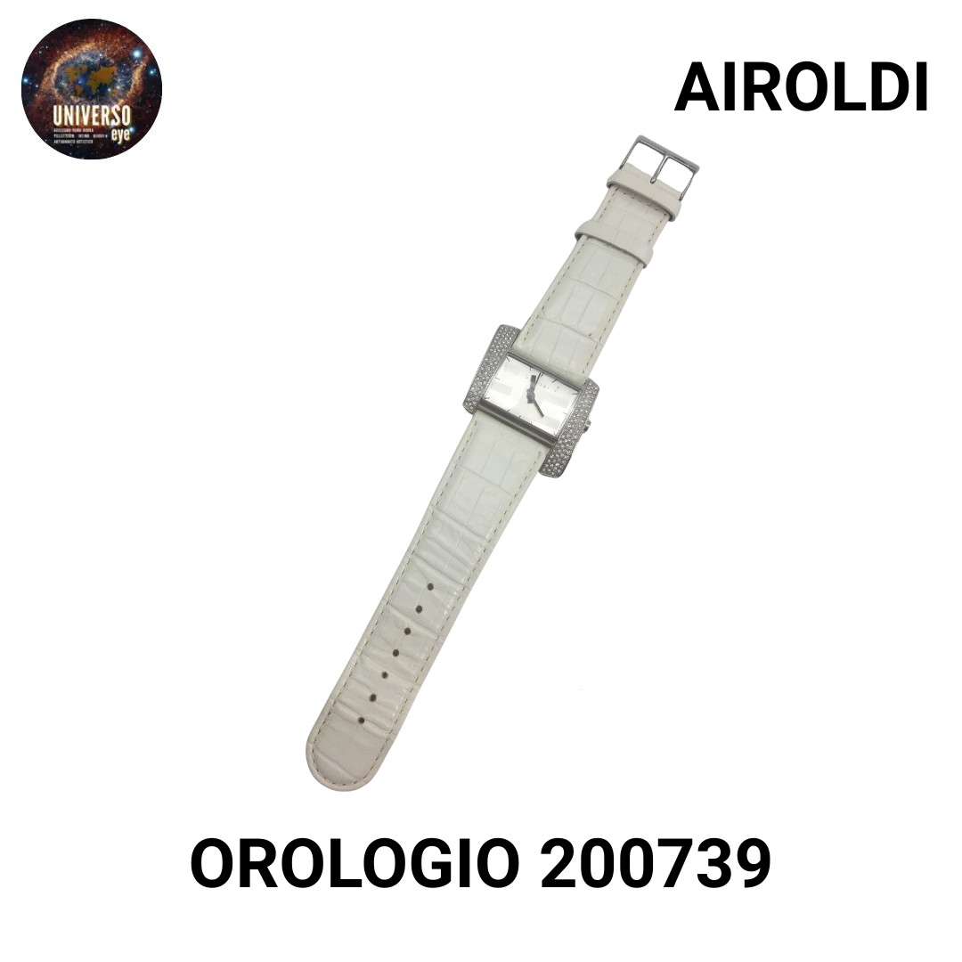 Women’s Leather/Steel Wrist Watch, White, 200739 AIRROLDI
