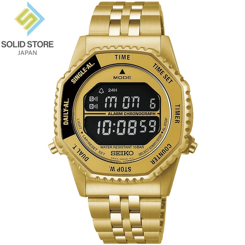 SEIKO SELECTION HFL003P Rotocall Revival Digital Quartz Gold Rotary Switch 37mm