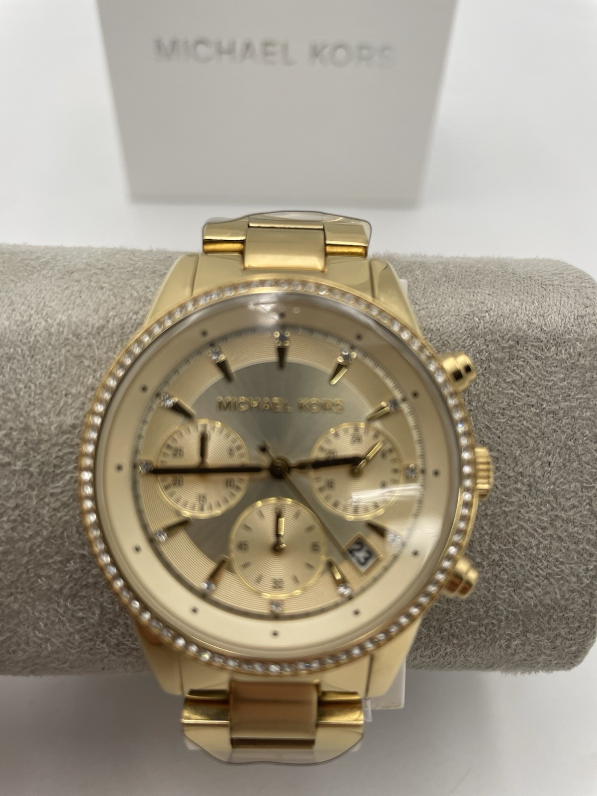 MICHAEL KORS Gold Pave Women’s Watch WREN Stainless Steel and Pave Crystal watch