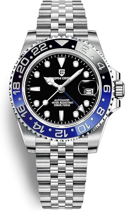 PAGANI DESIGN PD-1662 BLACK/BLUE 40mm Luxury GMT Men Mechanical Wristwatch 100M