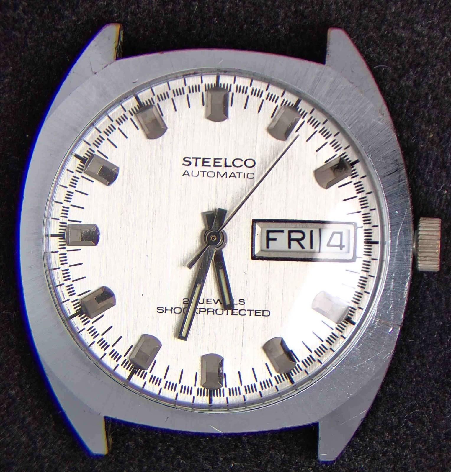 Steelco Silver Brushed Dial Men’s Automatic Vintage Watch — Working