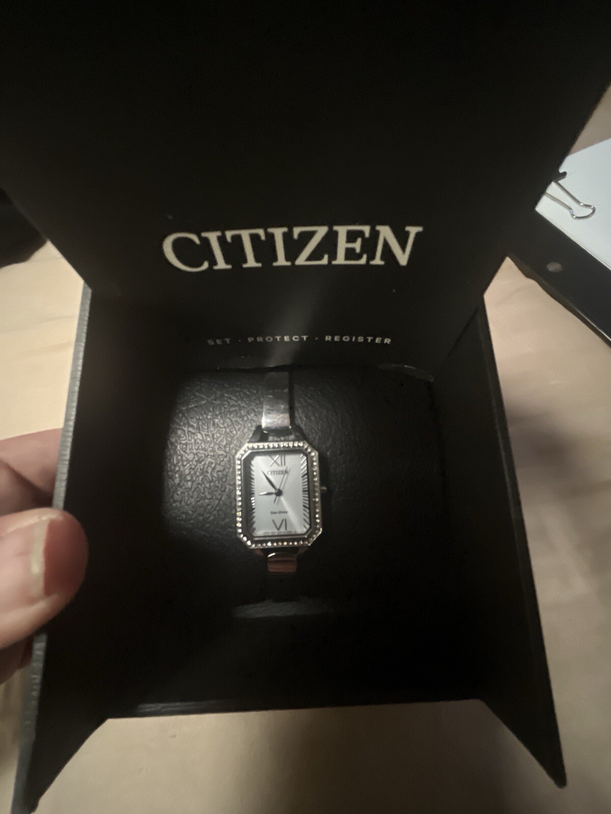 Citizen Eco-Drive Women’s Silver-Tone Crystal Accent 23MM Watch – Silver…