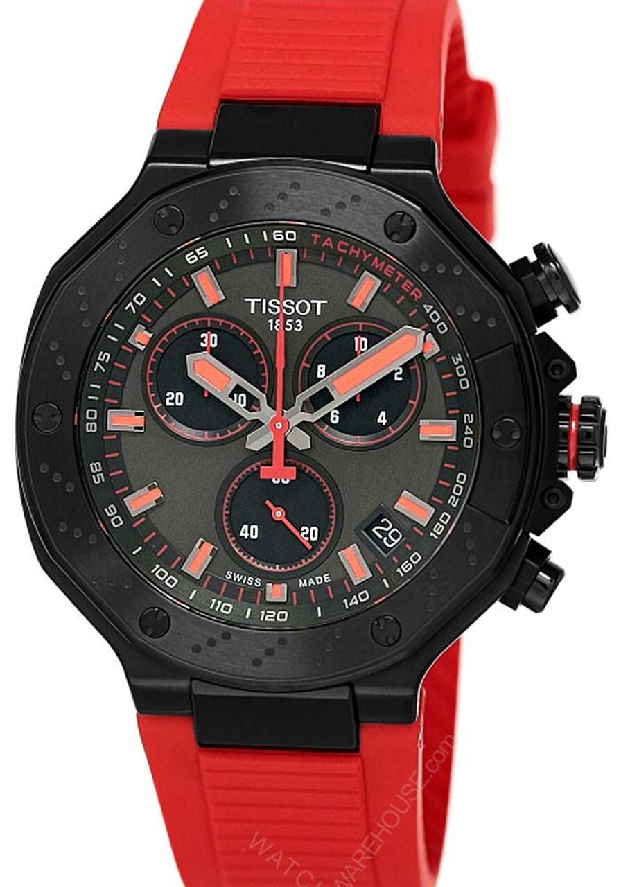 TISSOT T-Race Quartz Chrono 45MM Red Silicone Men’s Watch T141.417.37.061.01