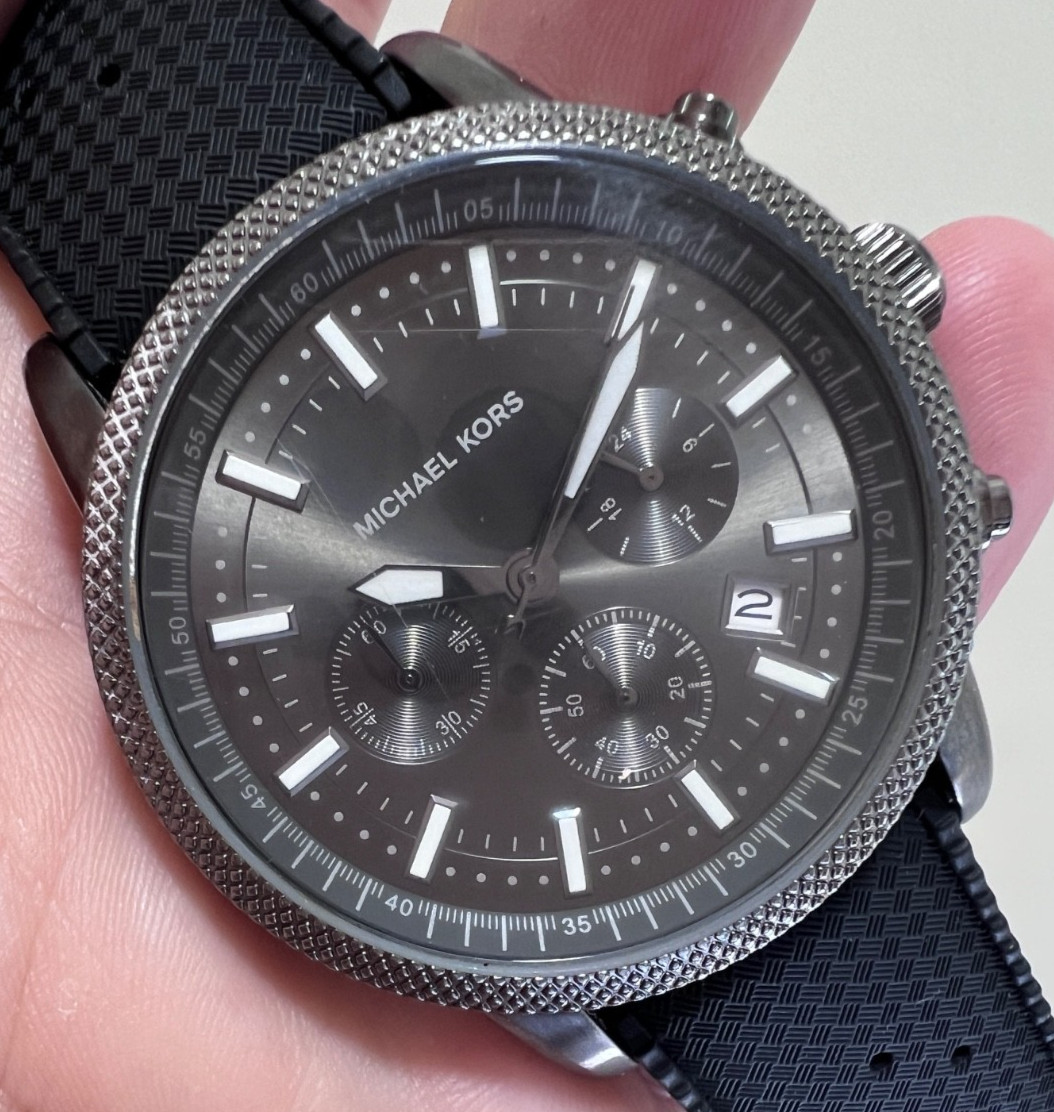 MICHAEL KORS MENS MK-8241 WATCH Black gun metal waterproof chronograph boxed