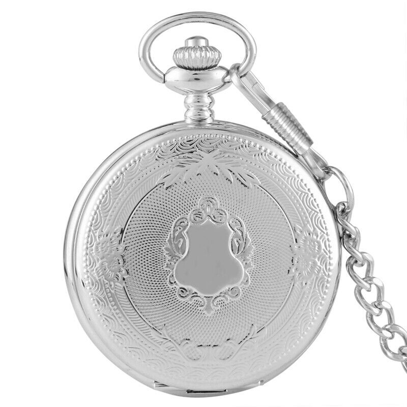 Silver/Bronze/Gold Roman Number Dial Unisex Quartz Pocket Watch Pendant Chain