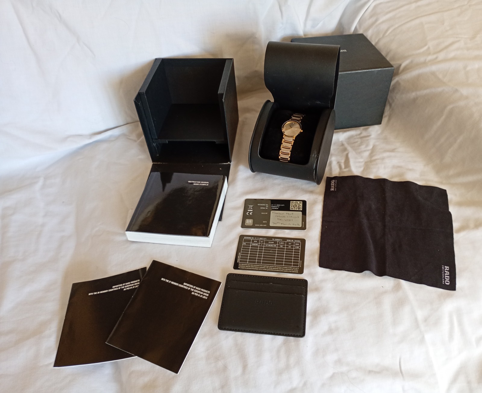 Rado Centrix Diamond Ladies Watch. 28mm Quartz Model. 4 Diamonds New Battery VGC