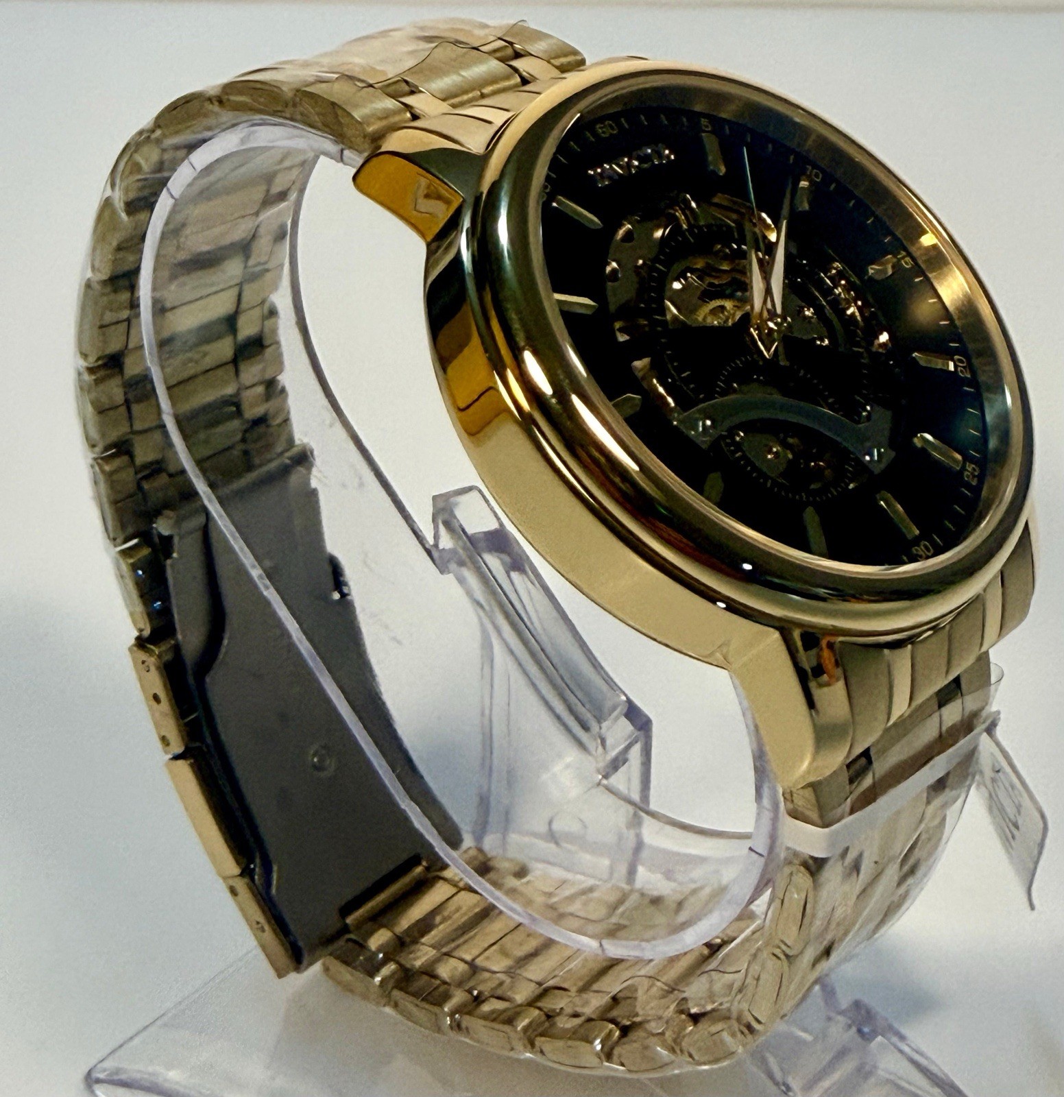 69121 Invicta Objet D Art Arcalis Automatic Men Gold Skeleton Dial Watch 42.5mm