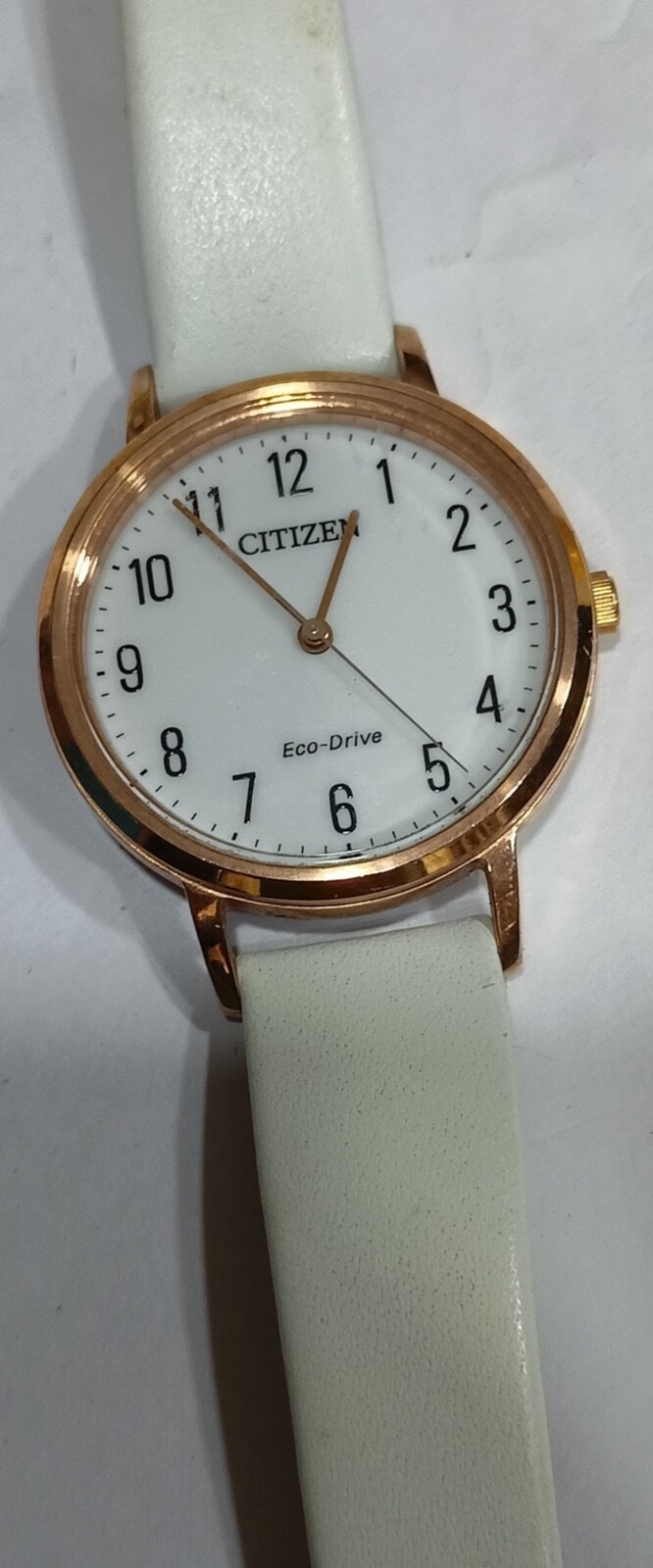 E031-R008005 CITIZEN ECO-DRIVE WHITE LEATHER BAND AND DIAL LADIES WATCH C2-153