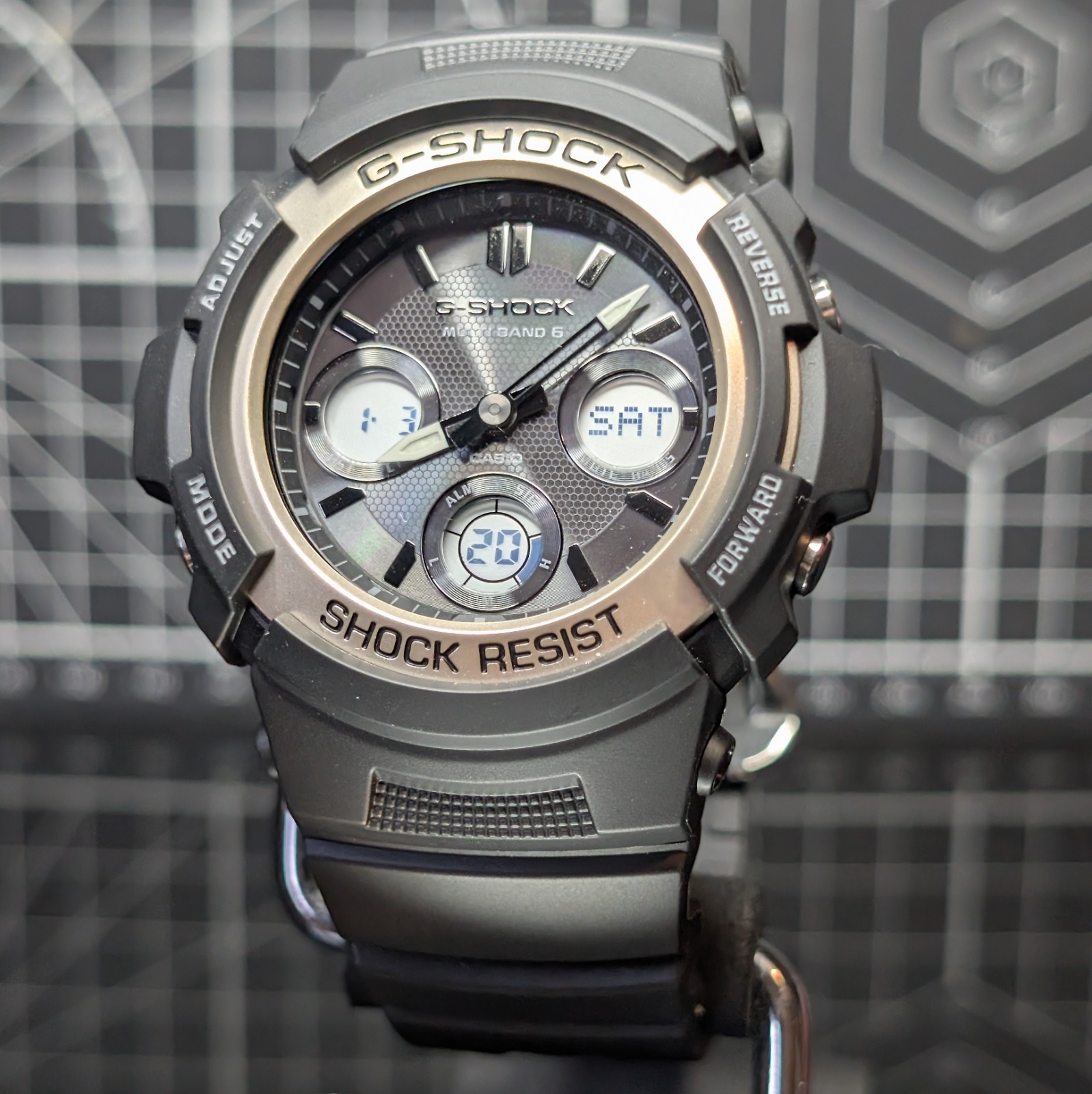 Casio G-Shock AWG-M100 Tough Solar Multiband Black Grey Gold AWG-M100SF-1A6