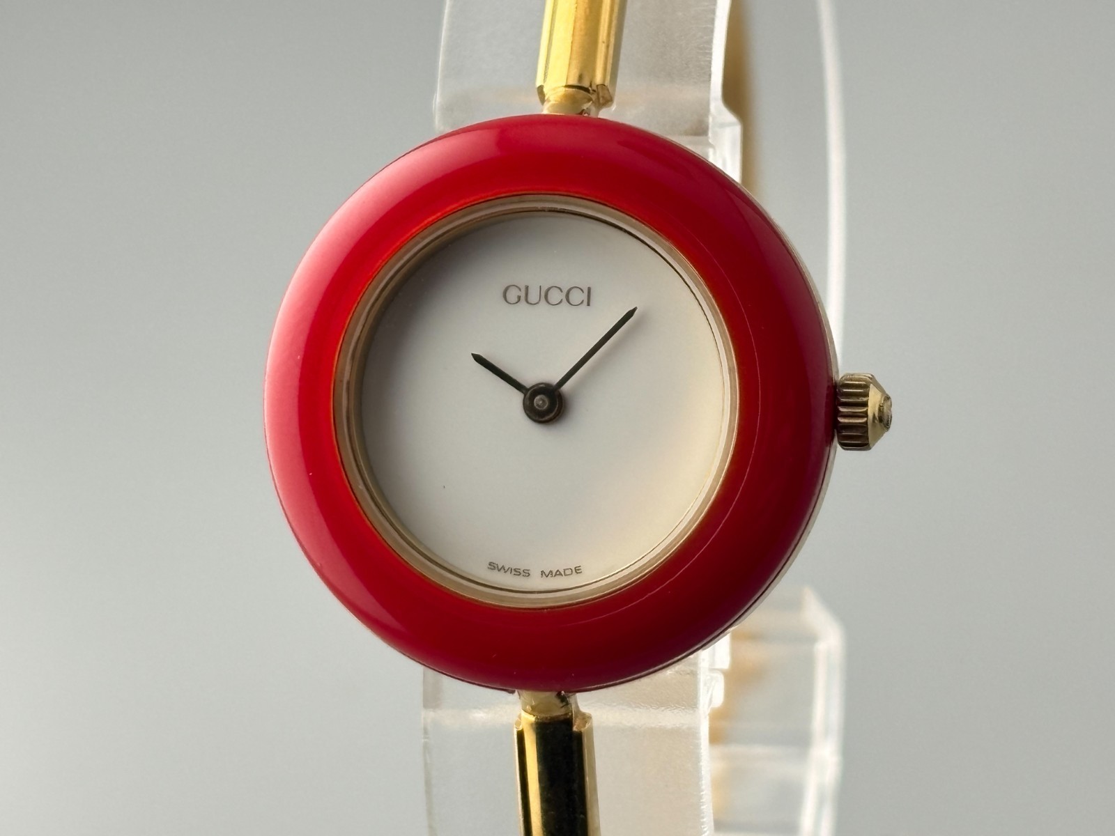 [Very Good+5] Gucci Change Bezel 11/12.2 Gold Red Watch Auth