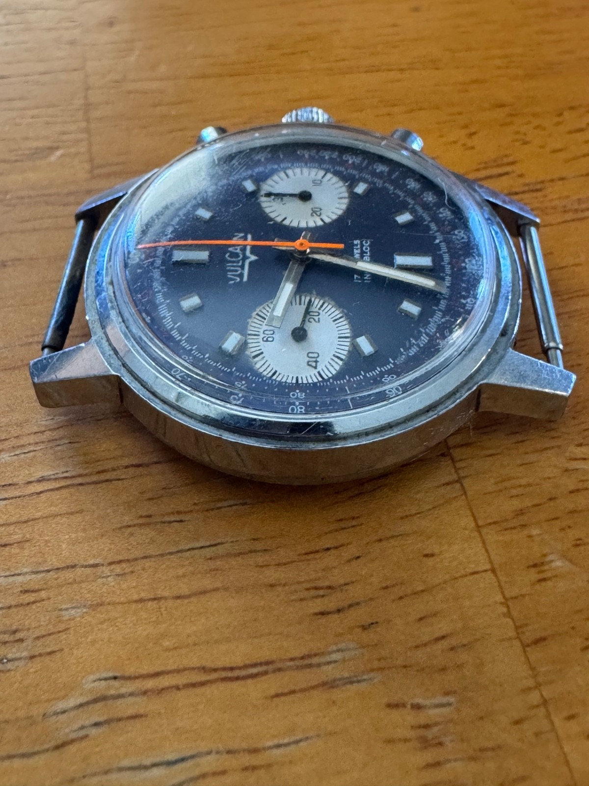 VINTAGE VULCAIN “BLUE PANDA” 1376 CHRONOGRAPH – VALJOUX 7733 -BLUE DIAL -REPAIR