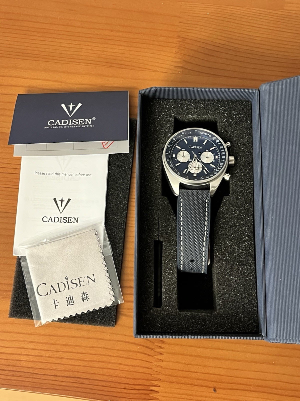 CADISEN 7063 42mm Chronograph Tachymeter 24hr Time AR Sapphire Seiko VD53 Quartz