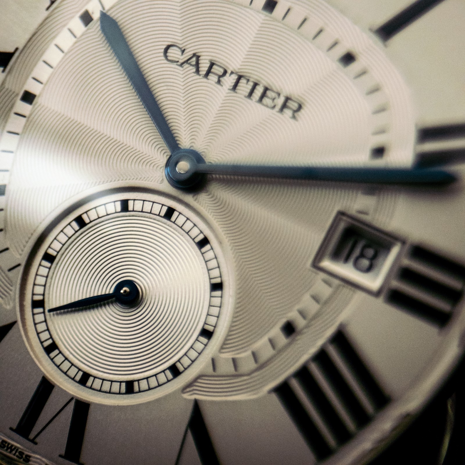 Cartier Drive de Cartier WSNM0004 Silver Guilloché | Blued Hands Men’s Watch B&P