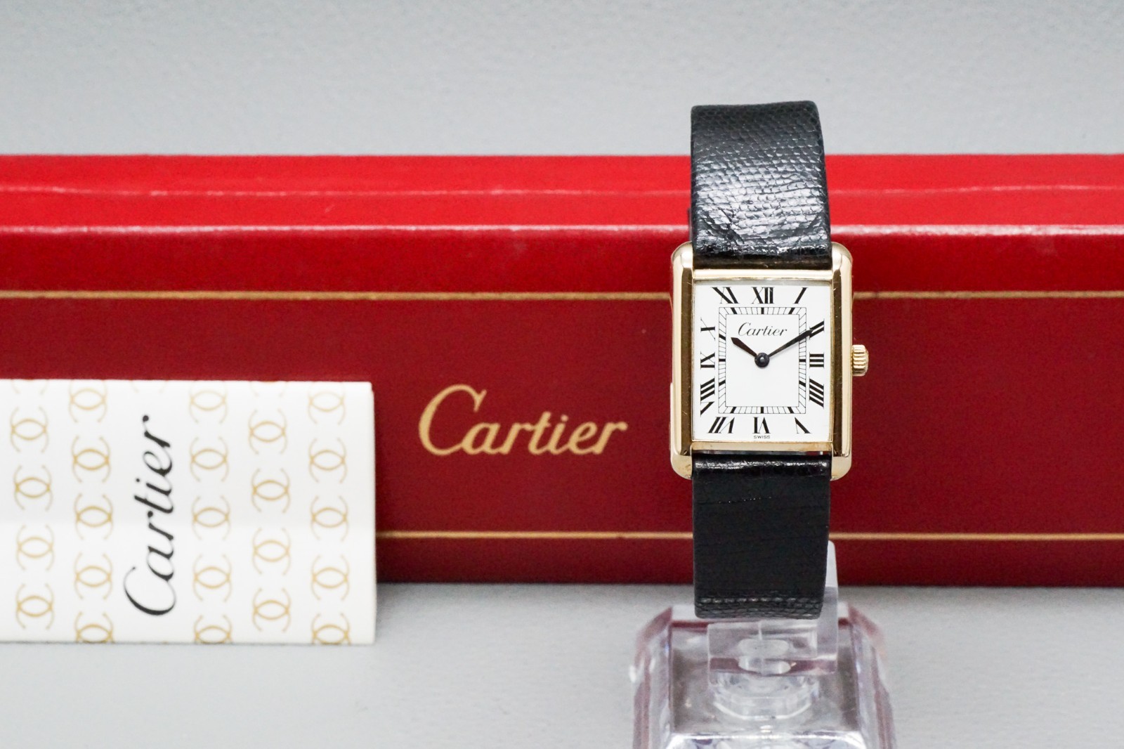 VINTAGE *Near MINT / BOX* CARTIER Pre Must Tank America Model 23mm Manual Watch