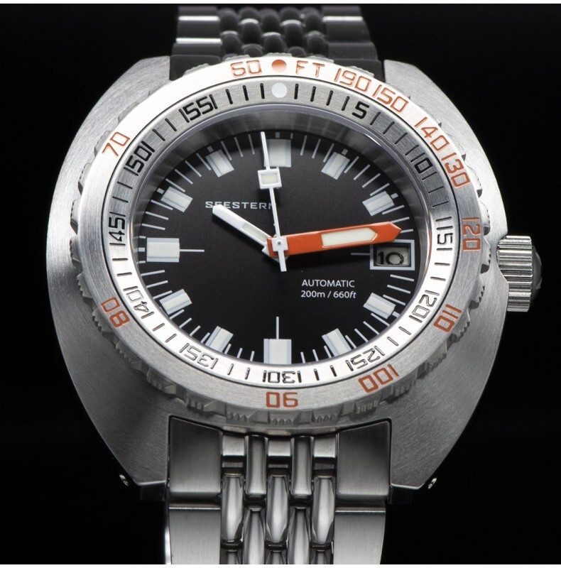 Seestern Sub 300 Automatic Black Steel Date Diver Men’s Watch