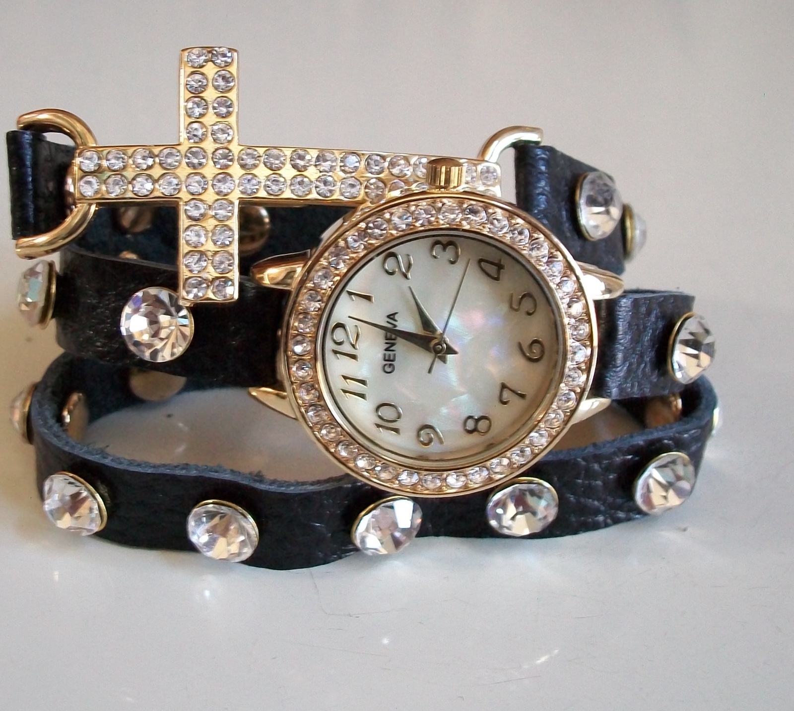 Women’s Rhinestone Cross Religious Wrap Around Bracelet Fashion Casual Watch
