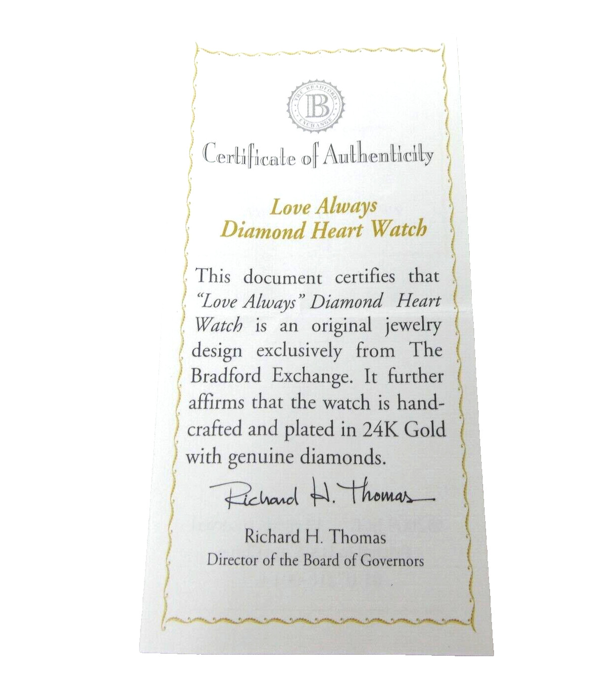 New Bradford Exchange Love Always Diamond Heart Watch With Engraving