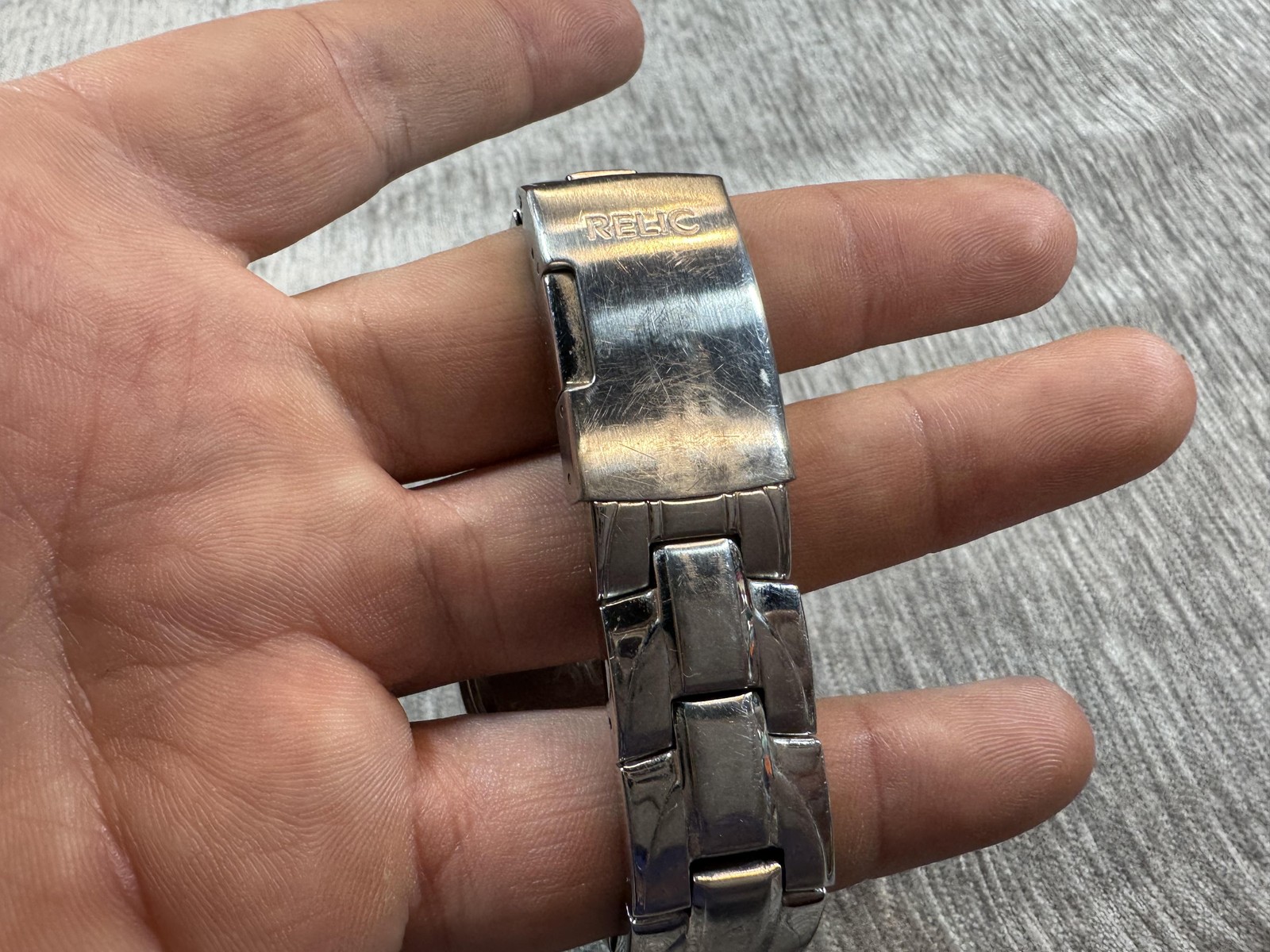 Relic ZR-55198 Animated Blue Dial Stainless Steel Watch Working Vintage y2k