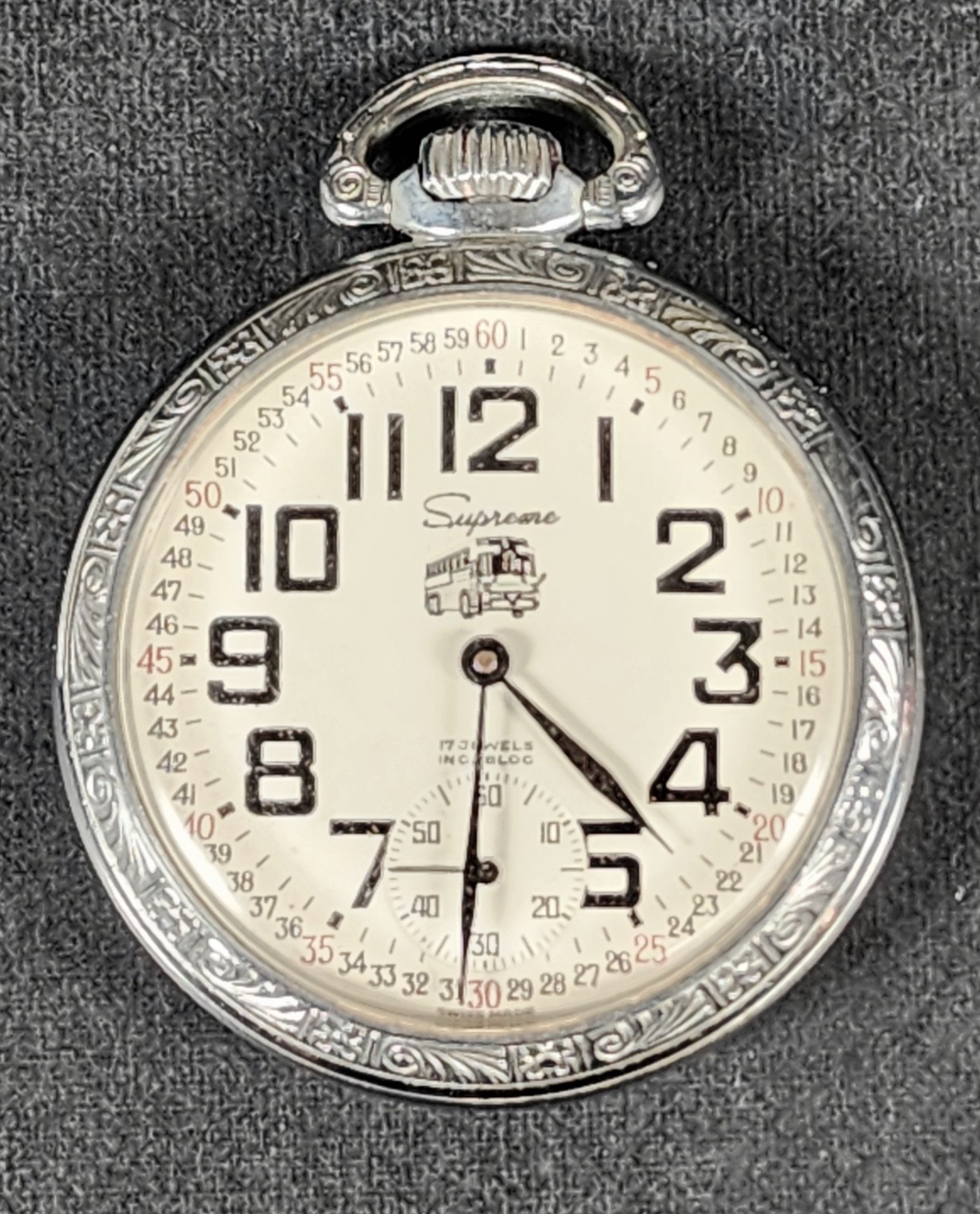 Swiss Made Absolutely Stunning “Supreme” Pocket Watch, Works + Looks Flawless!