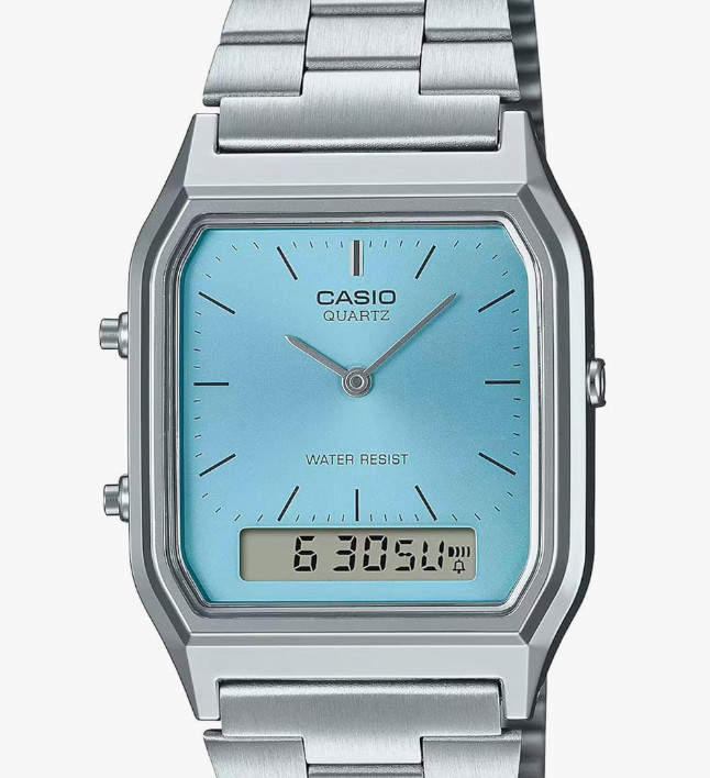 Casio Vintage AQ-230A-2A1MQY Ana-Digi Unisex Watch Ice Blue Dual Time