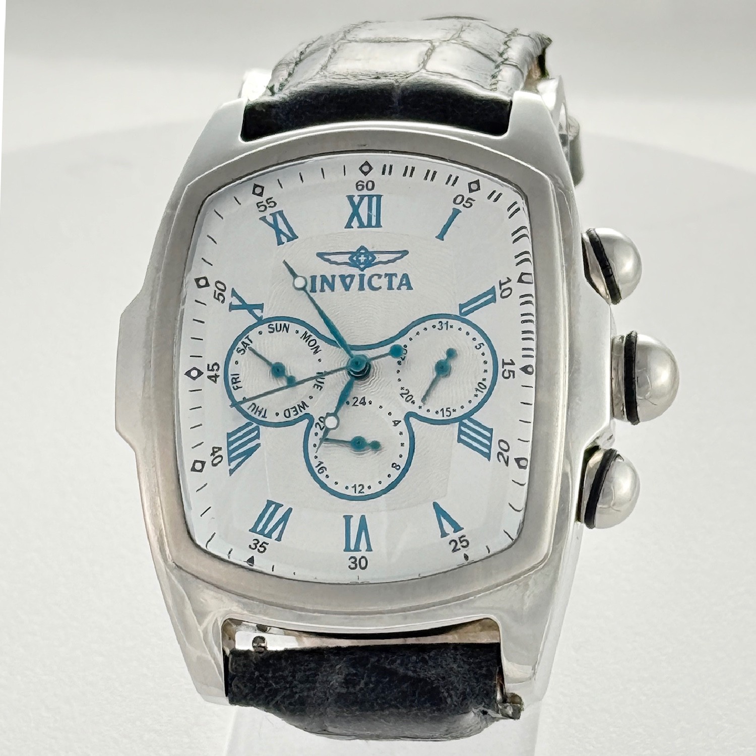 Invicta Lupah Chronograph Men’s Watch Model 14936 Silver Dial Blue Hands Numbers