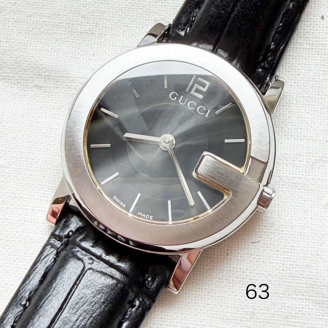 Gucci 101L Ladies Black Quartz Wristwatch Japan Polished 071659