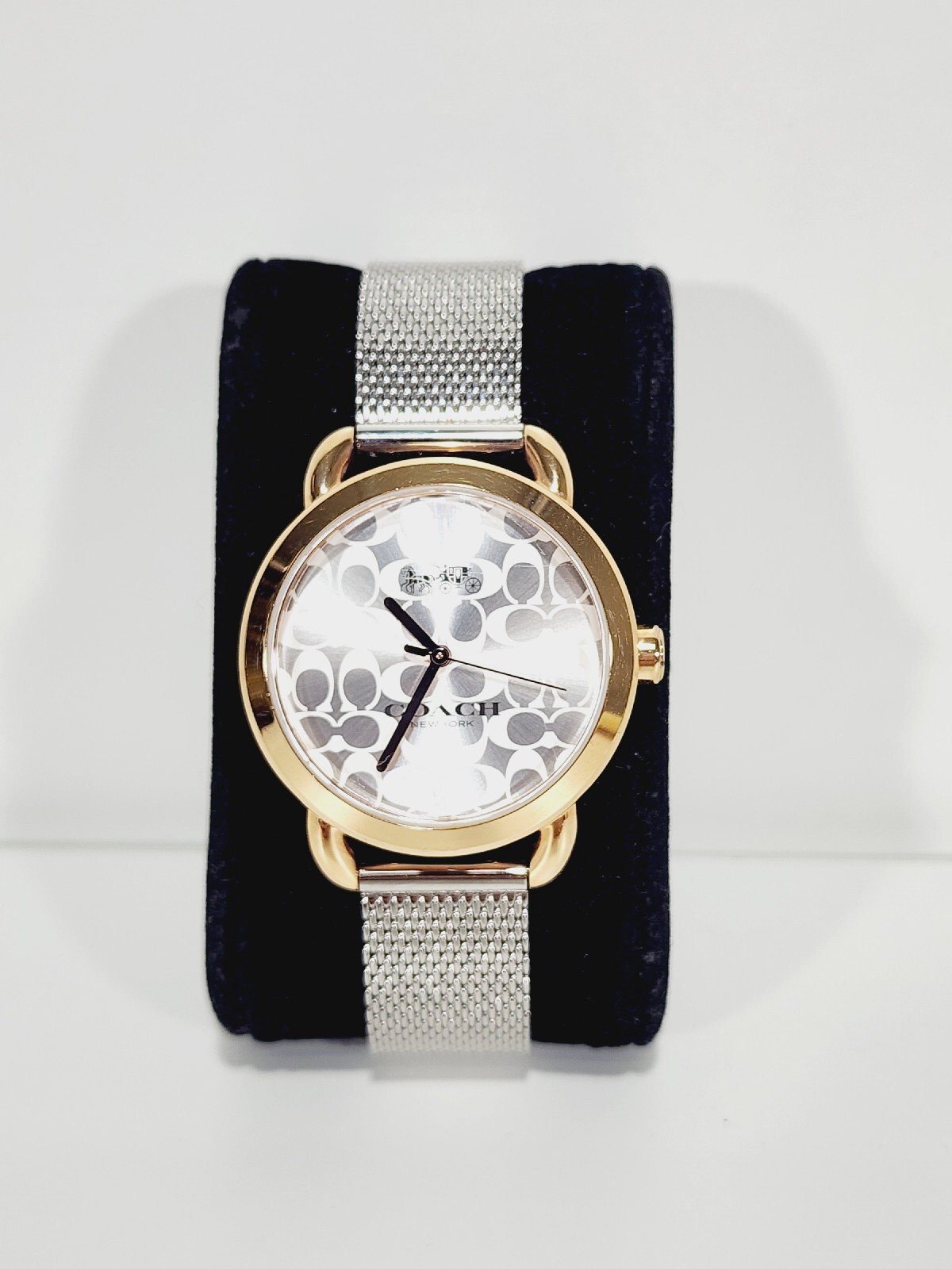 Coach ~ Women’s Silver & Rose Gold Tone Logo Dial Mesh Band Wrist Watch ~ NWOB