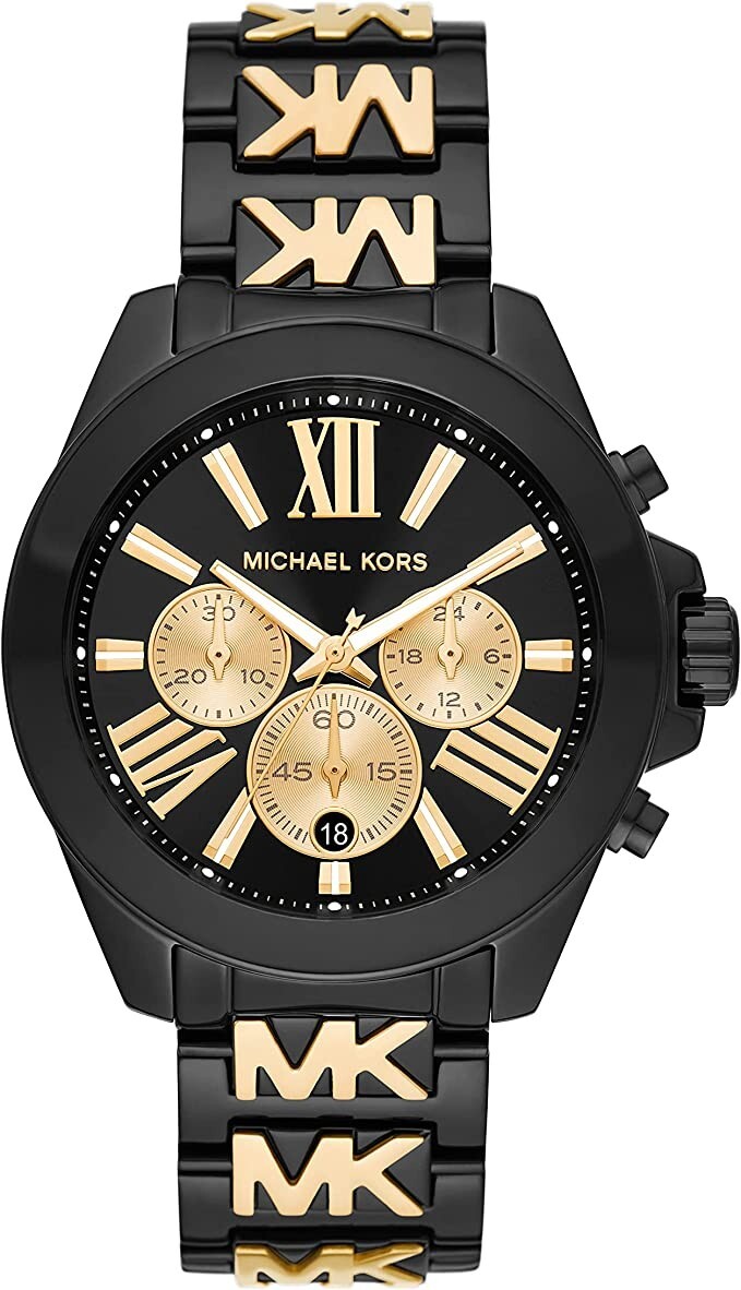 Michael Kors Women’s Wren Three-Hand Black and Gold-Tone Alloy Watch MK6978