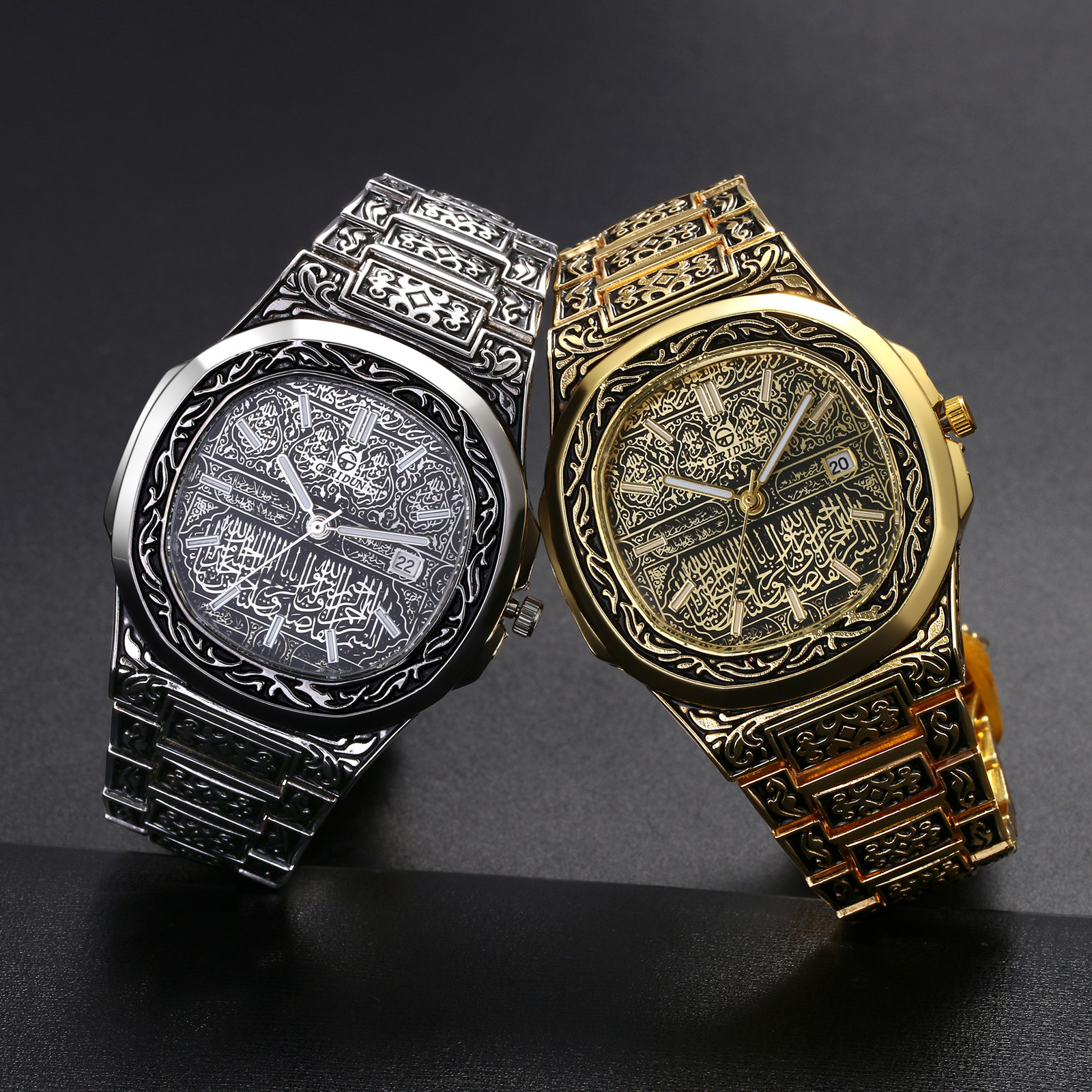 Luxury Men’s Vintage Carved Stainlees Steel Quartz Wrist Watch Relojes De Hombre