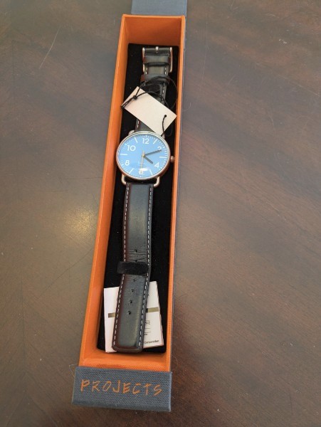 Projects Watches Witherspoon Blue Face Black Leather Band