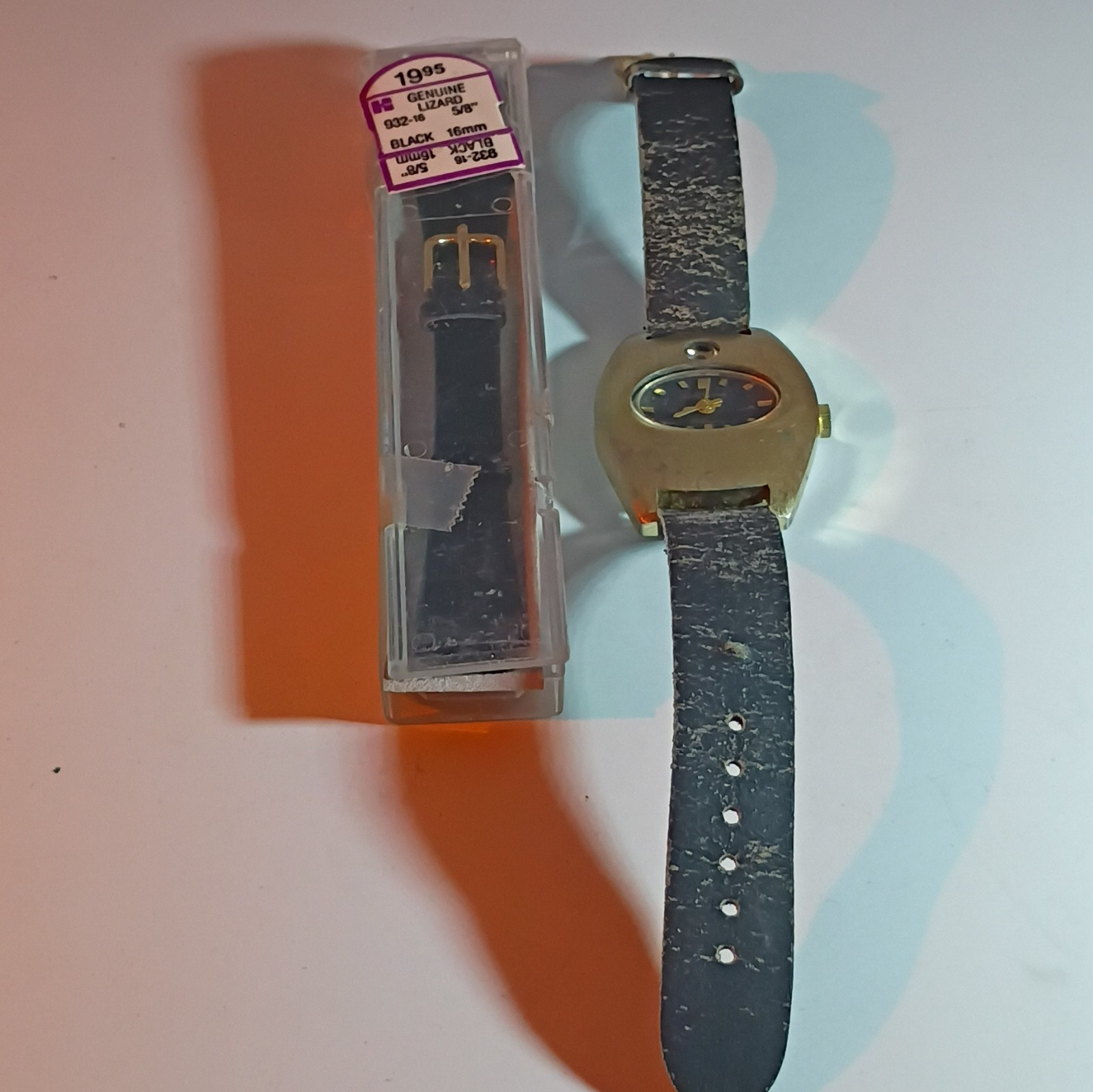 Customtime Manual Wind Black Dial Gold Cushion Case Working And Extra Band
