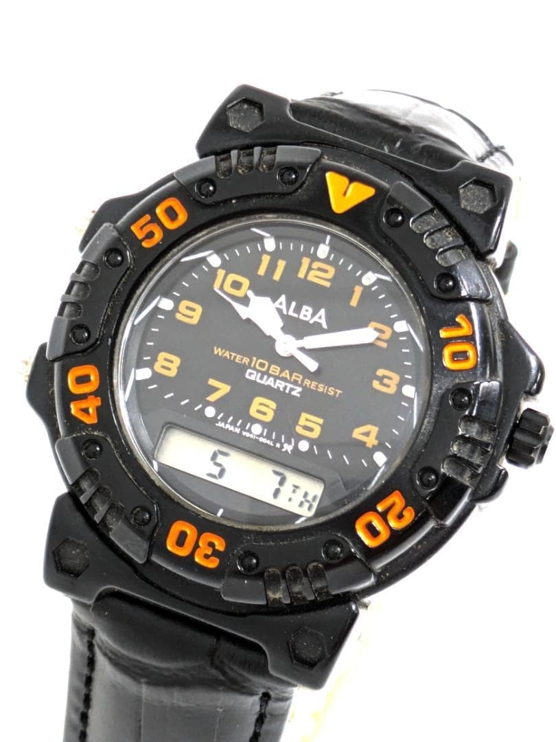 Working New Battery SEIKO ALBA Quartz Wristwatch Ana Digi 10 Atmospheres Water R