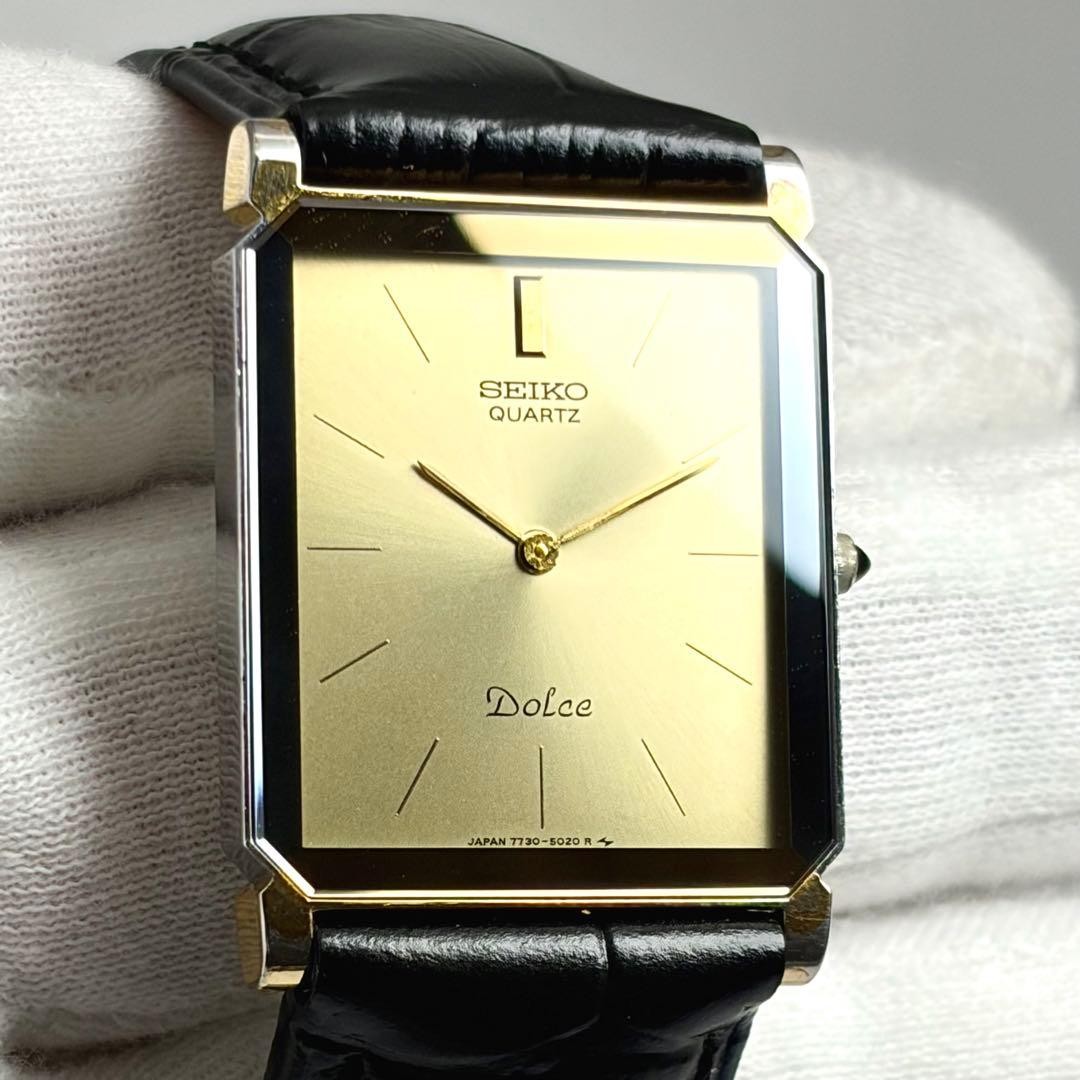 Seiko Dolce 7730-5020 Gold Dial 25mm 14cm Running Battery Replaced Quartz New