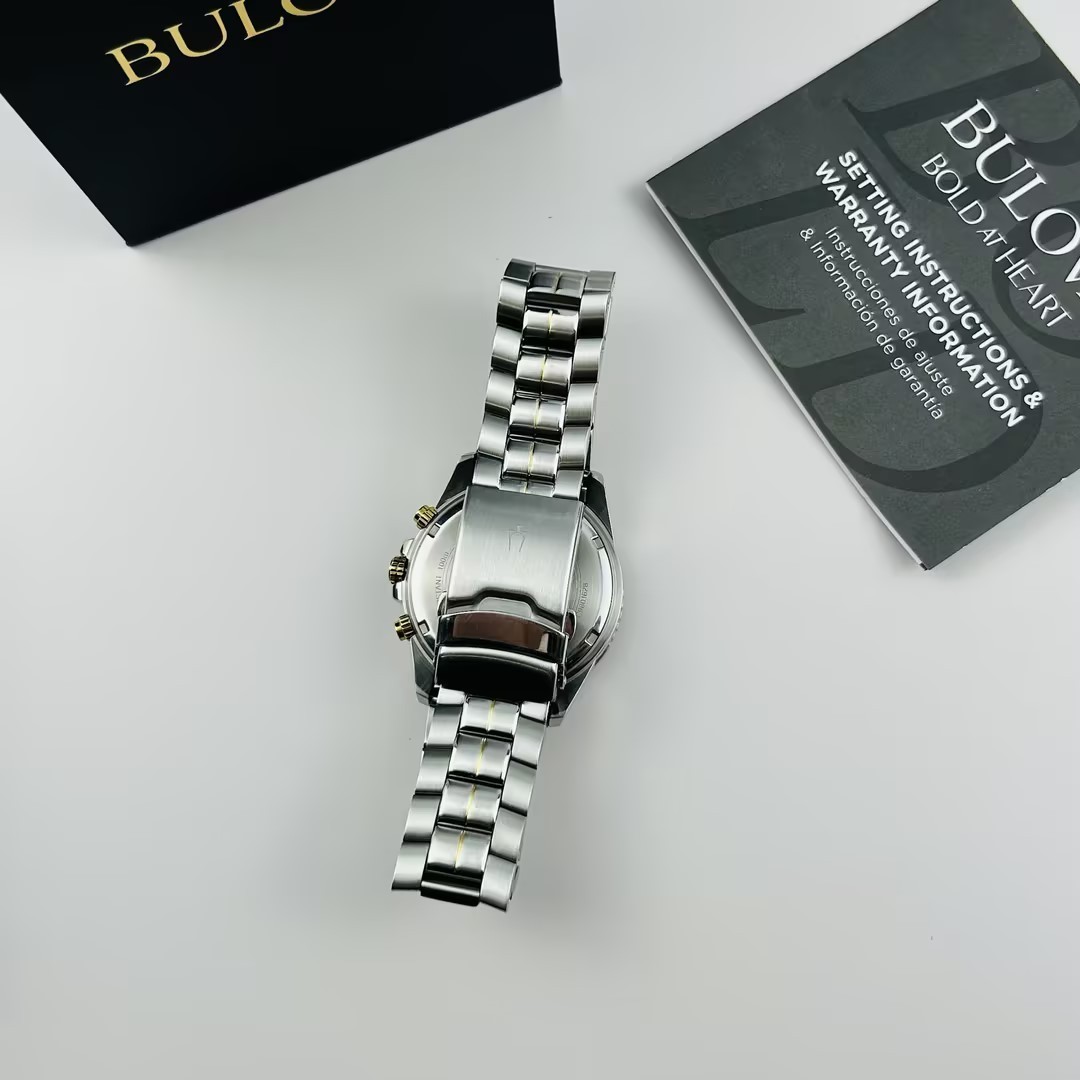 Bulova Men’s Marine Star 98B400 Blue Dial Chronograph Quartz Watch New 41.5 mm