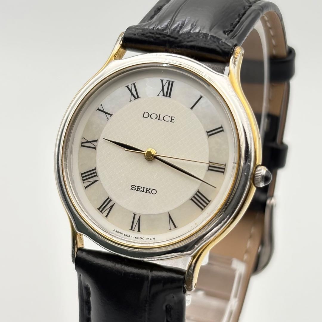 SEIKO Dolce 5E31-6D60 Quartz Men’s Watch Leather Strap