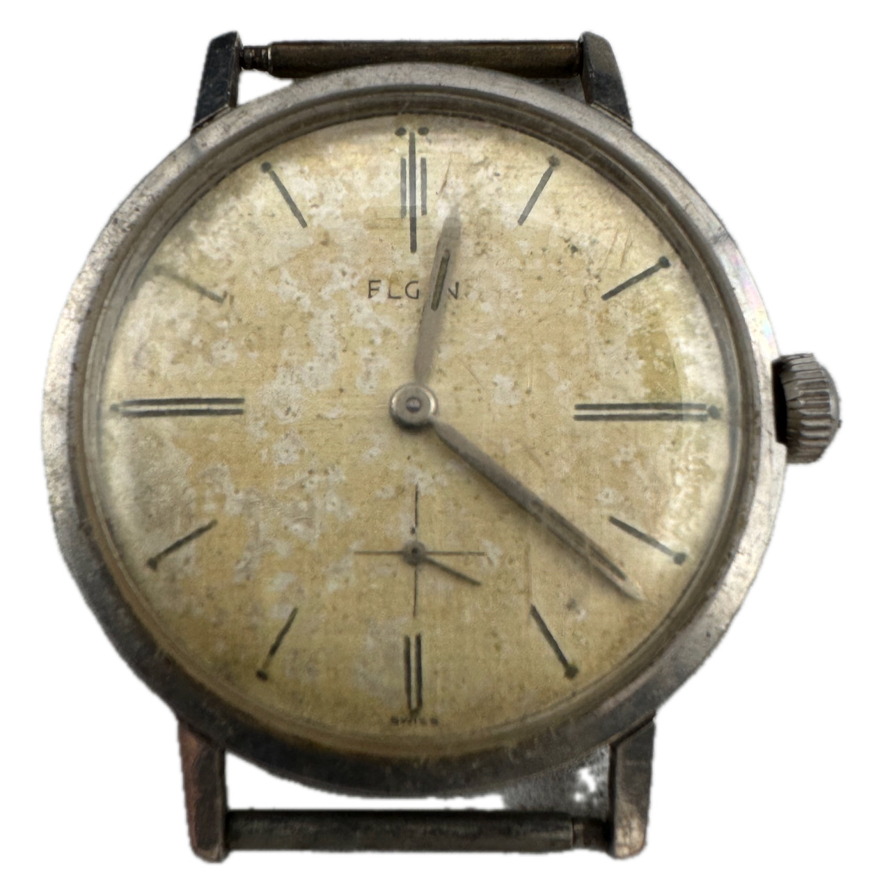 Vintage Elgin 4910 Linen Dial Men’s Mechanical Wristwatch 791 Swiss Steel