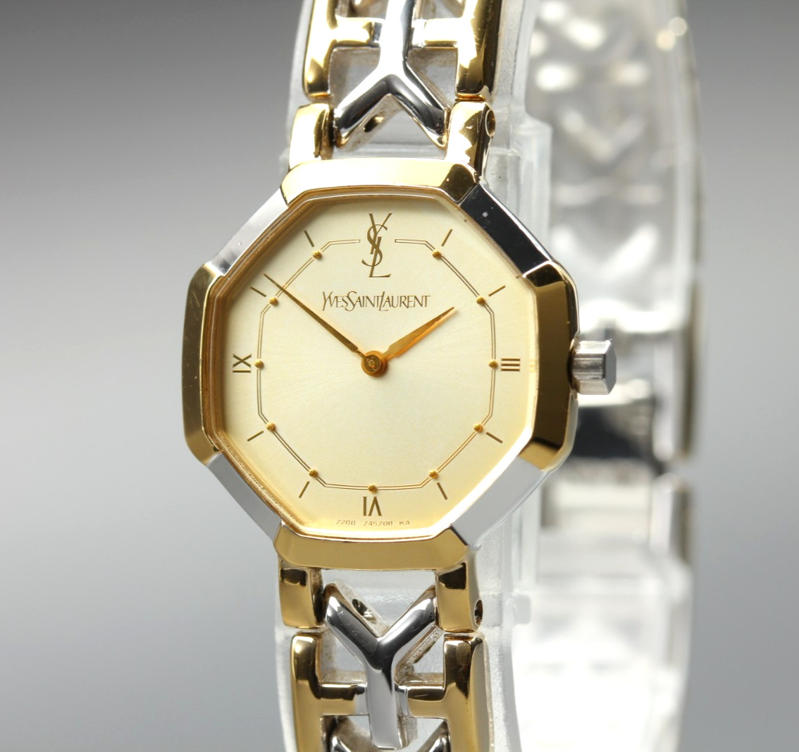 Yves Saint Laurent 2200-241762 Gold Roman Octagon Bracelet Qz 22mm Women’s Watch
