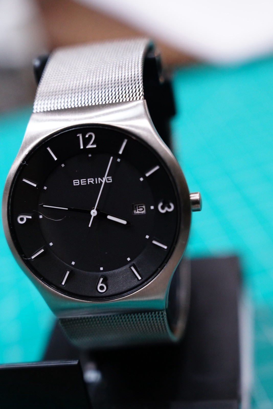 Bering Time – Mens Brushed Silver Solar Watch w/ Sapphire Crystal 14440-002
