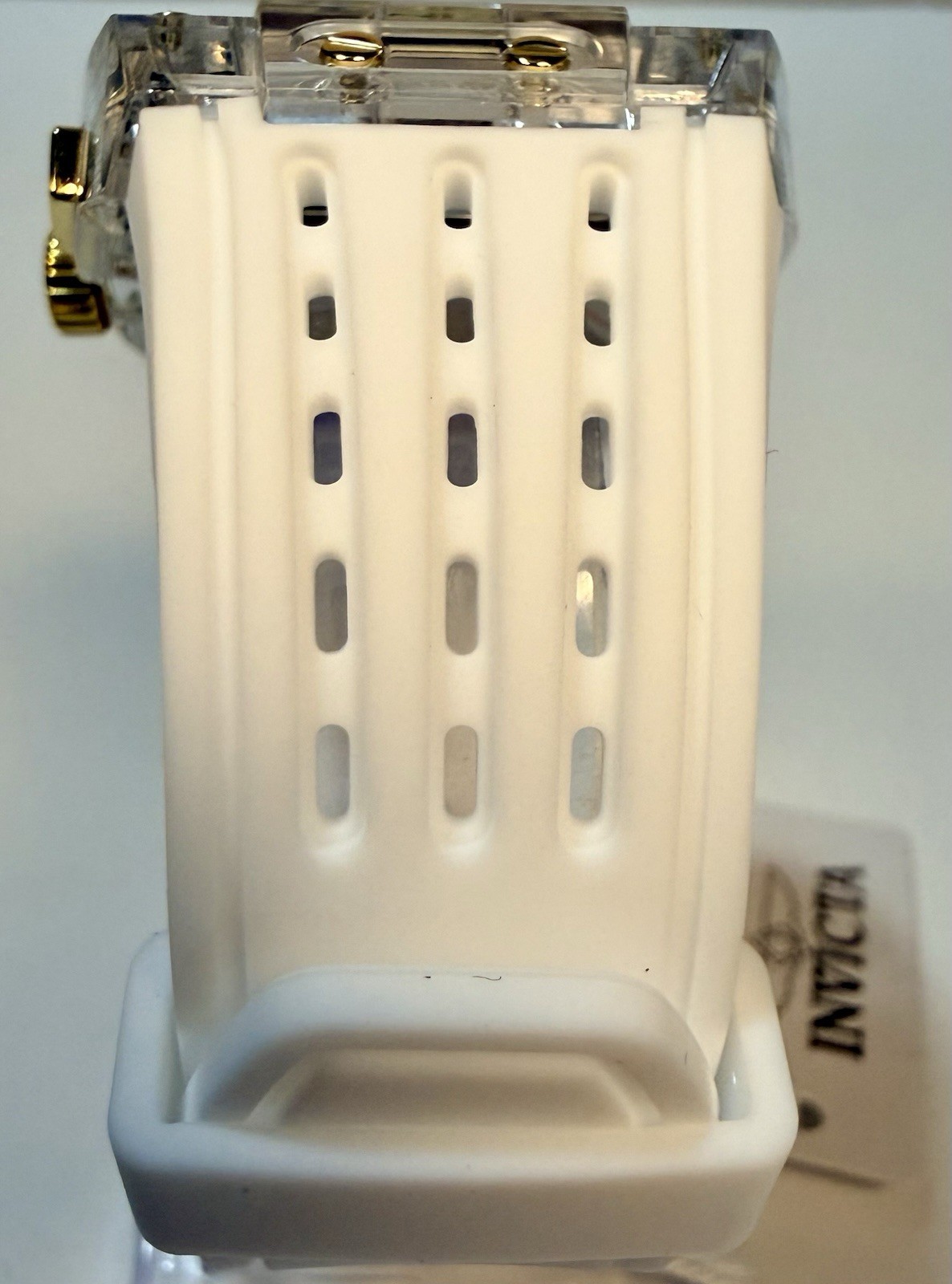 Invicta S1 Rally 42mm Gold Dial Clear Quartz Chronograph White Silicone Watch 70