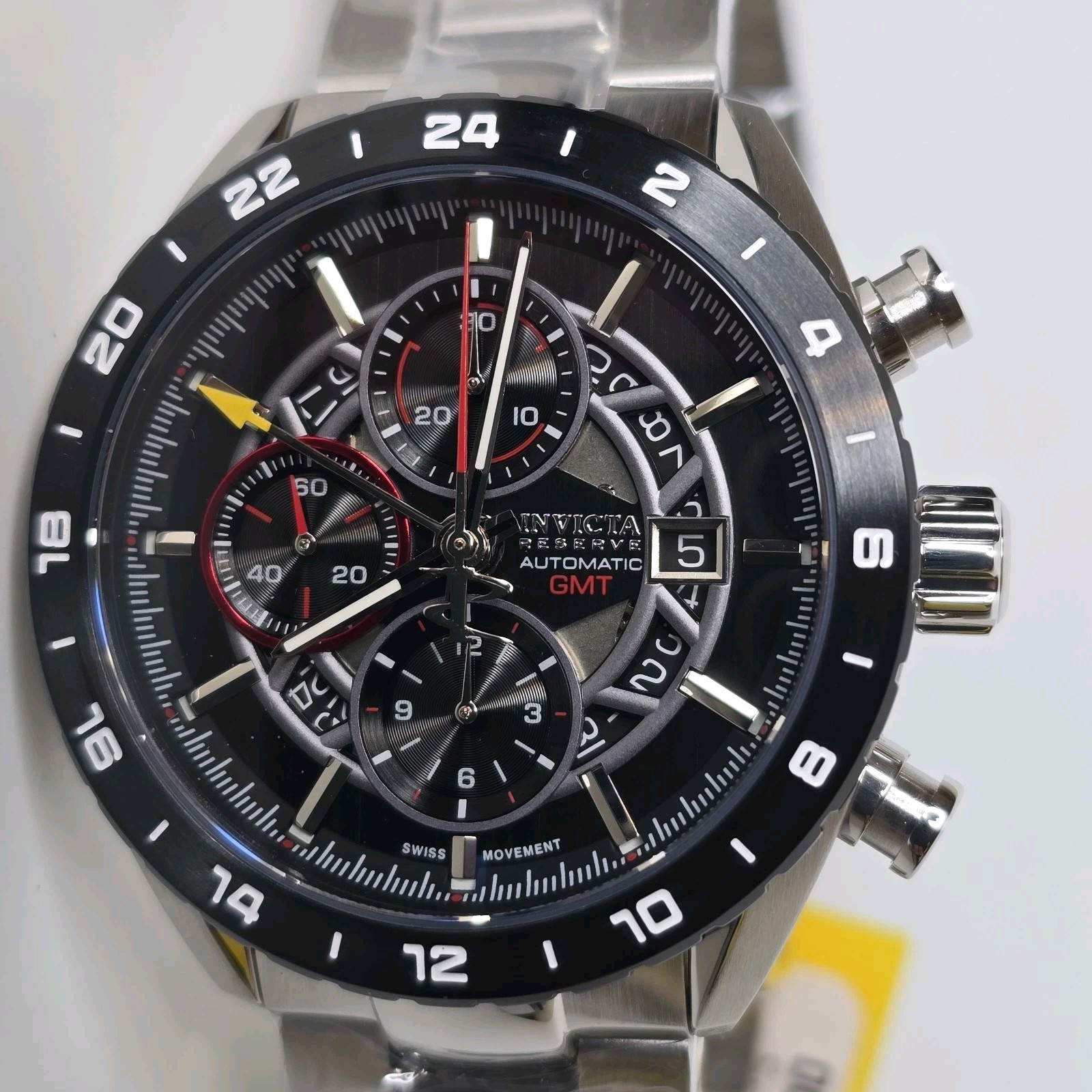 Invicta Reserve Golden Elite Eta 7754 Automatic Chronograph GMT Watch 49230 44mm