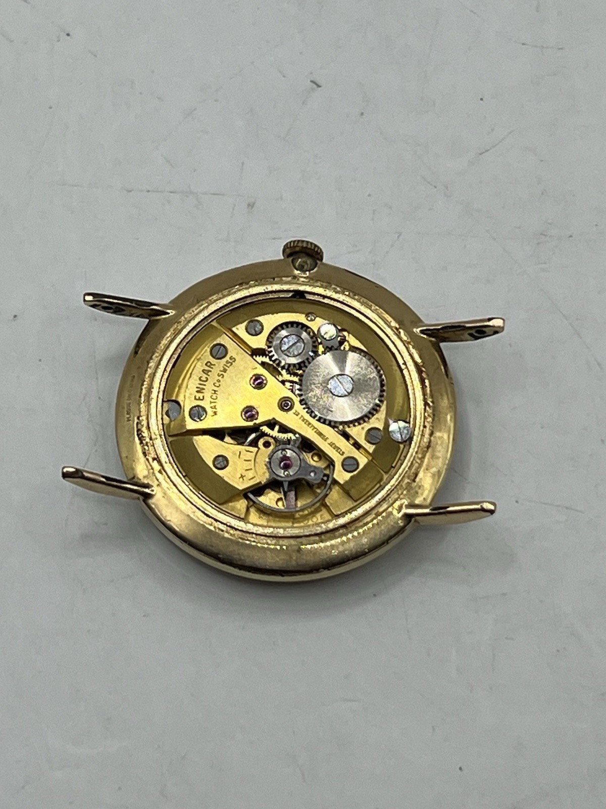 VINTAGE ENICAR ULTRASONIC SILVER DIAL 23j 100/149 CPS AUTOMATIC WATCH ~ AS IS ~