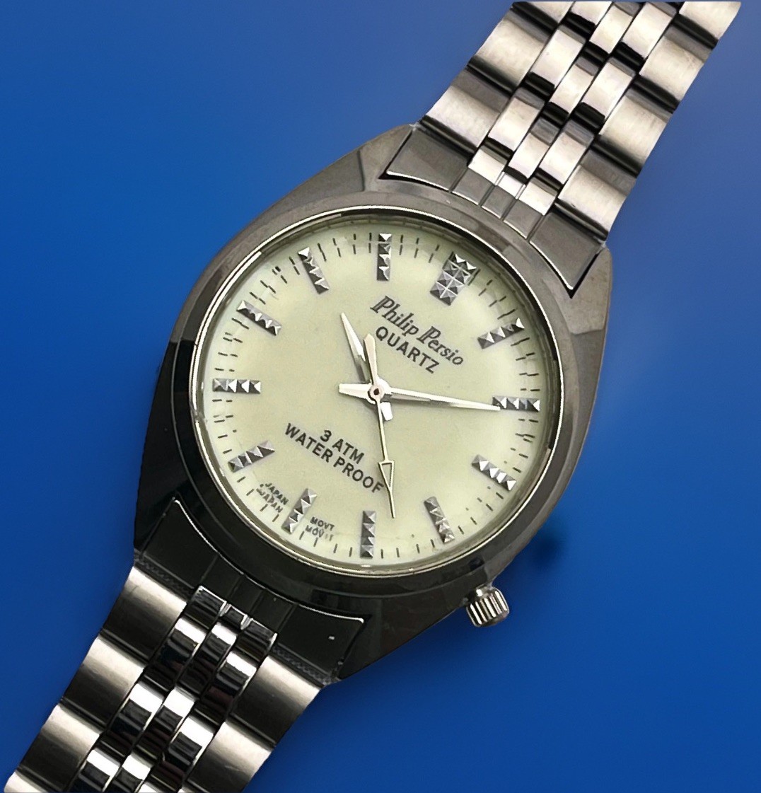 PHILIP PERSIO B3AAB0034 GLOWS IN THE DARK DIAL SCREW BACK CASE 30M UNISEX WATCH